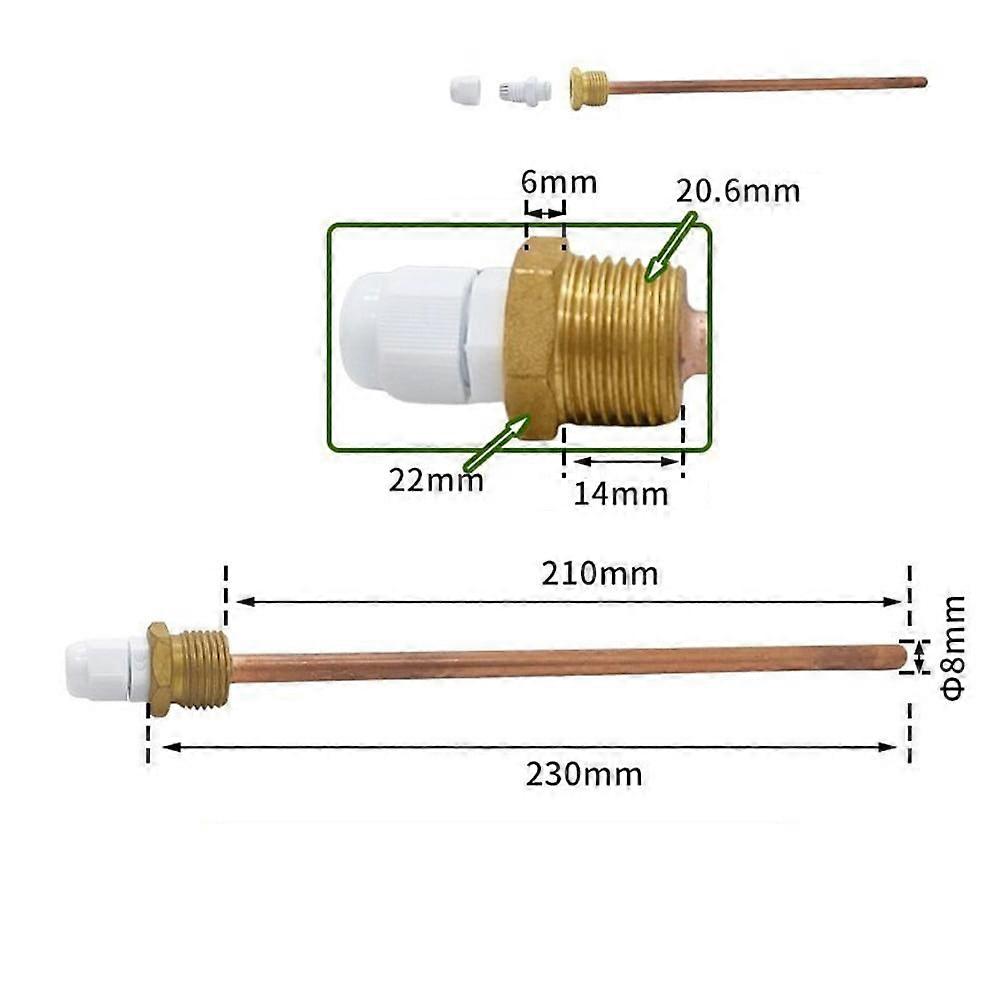 42-300mm Thermowell Brass 1/2 For BSP G Thread for Temperature Sensor
