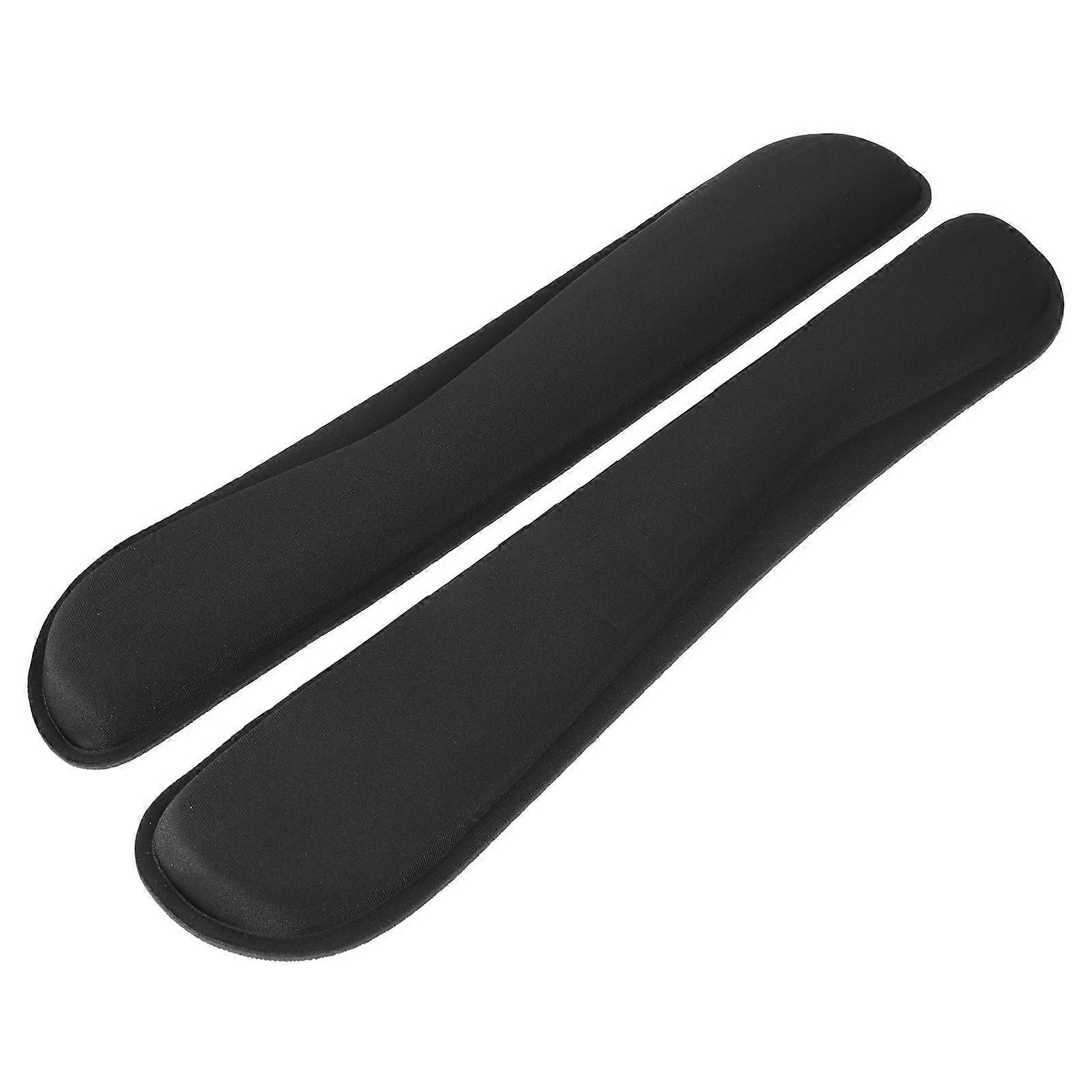 Curved Computer Keyboard Wrist Rest Pad For Gaming Keyboards Black Memory Foam Supports Wrist 2Pcs