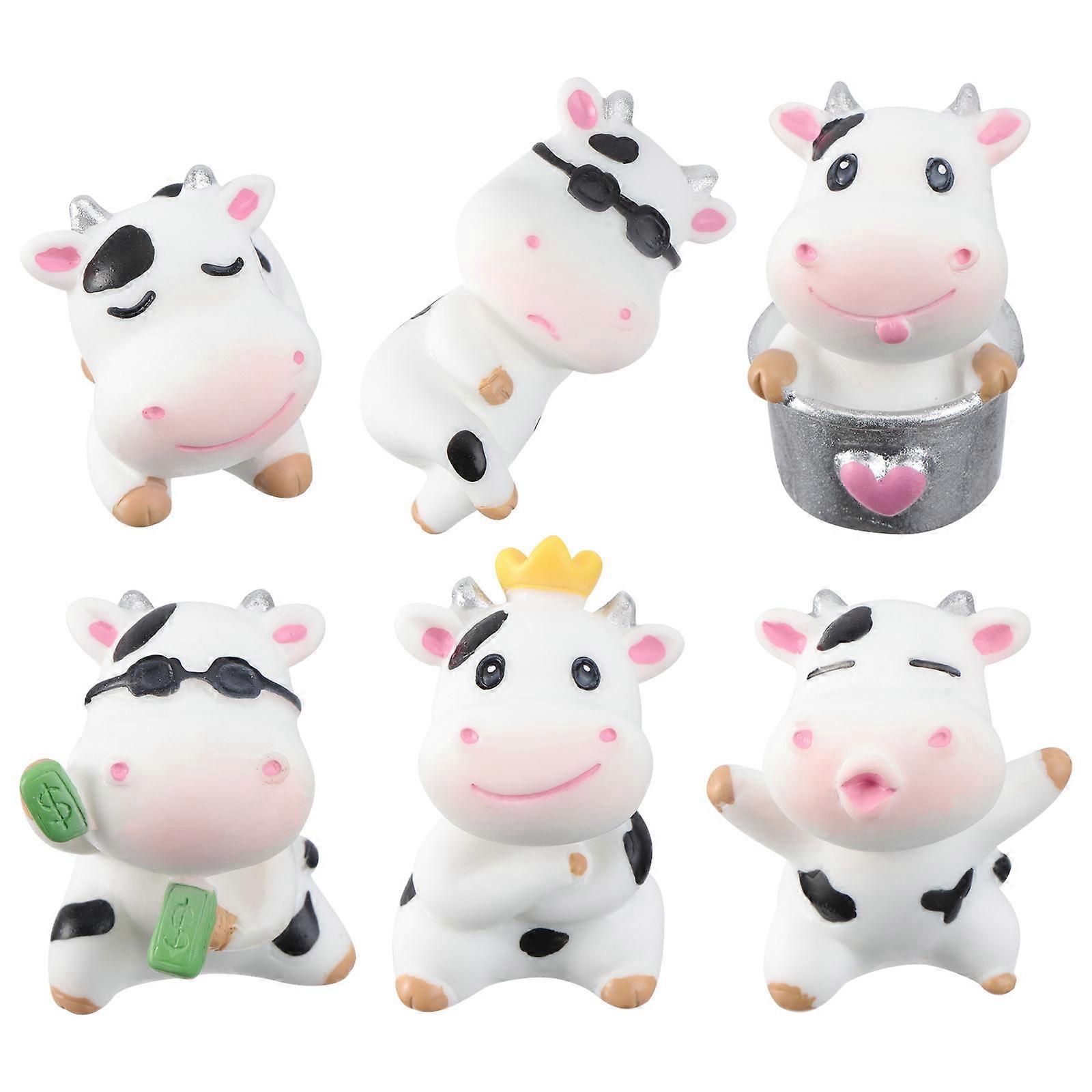 Cattle Miniatures Ornament Cartoon Figure for Decor 18Pcs Bundle