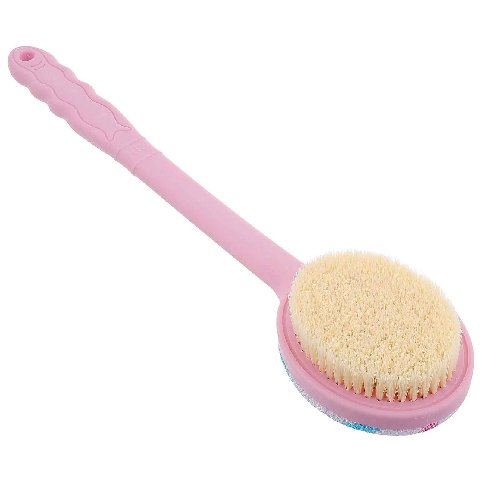 Exfoliating Body Brush Dual-Sided for Bathing 3Pcs Pink Long Handle Shower Scrubber