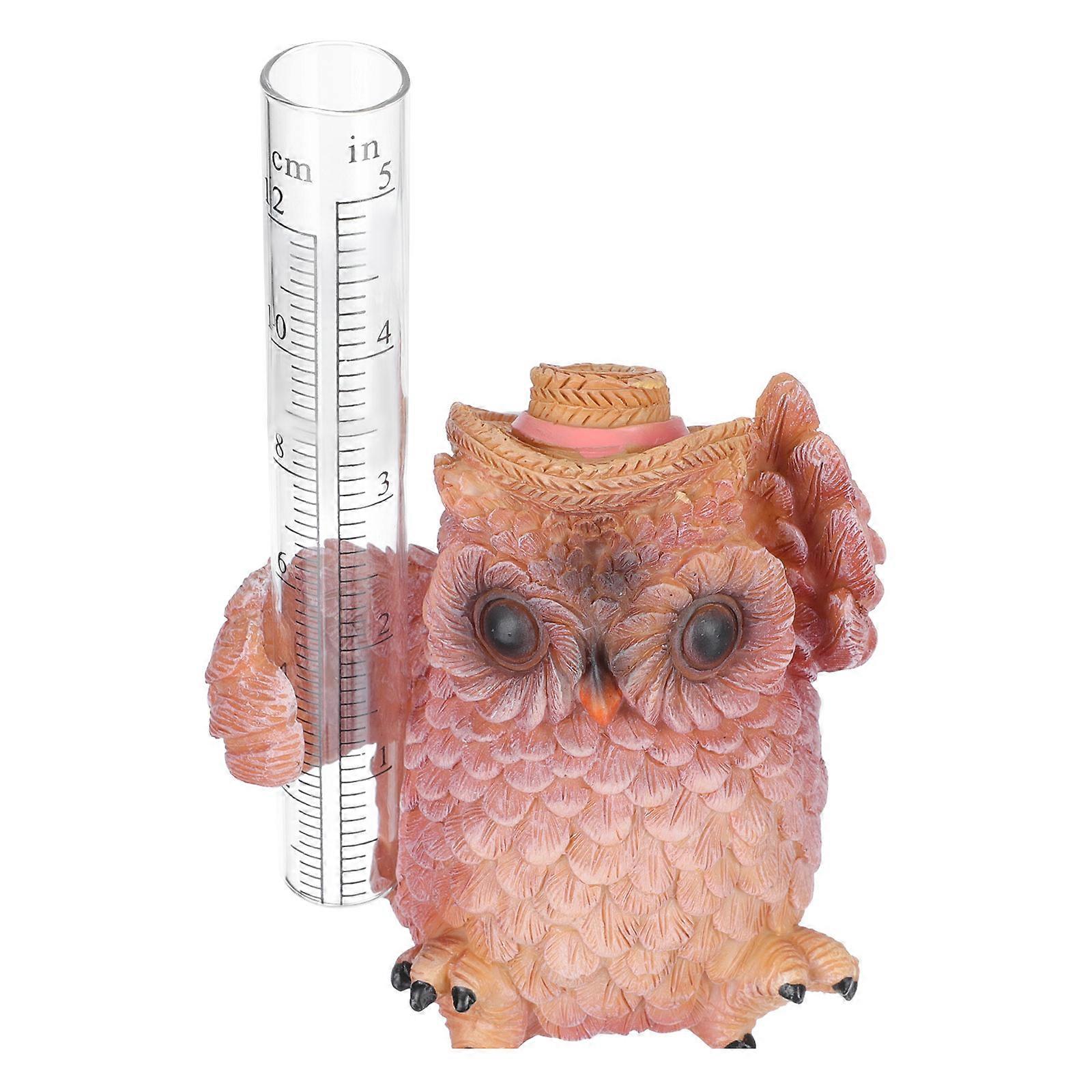 Garden Owl Resin Rain Gauge Ornament for Yard Use