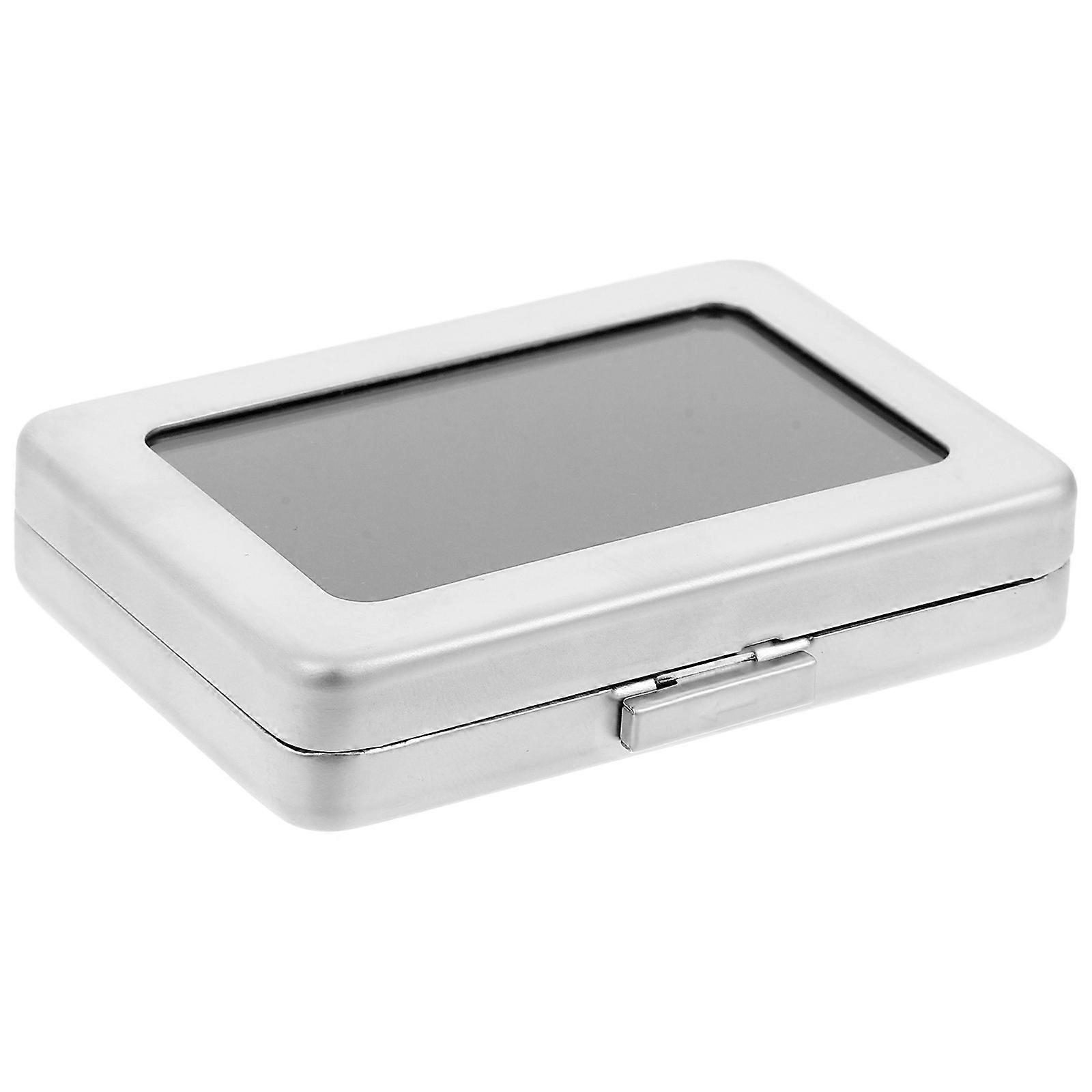 Metal Jewelry Display Box with Window and Sponge for 4Pcs Storage
