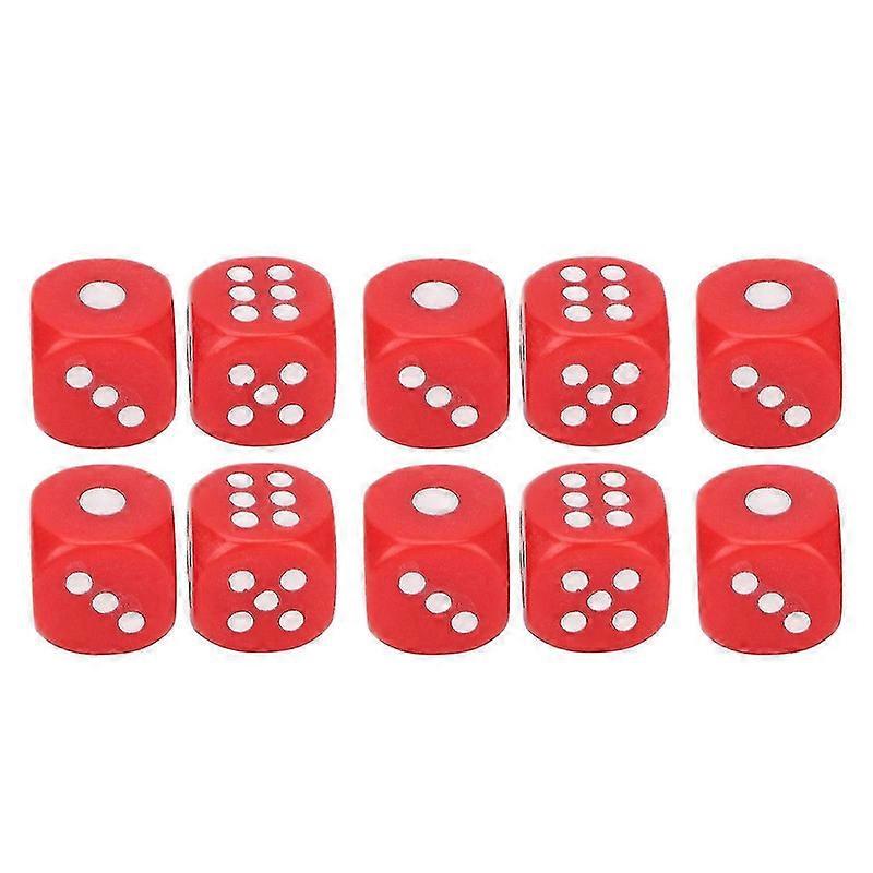 Set of 10 Waterproof 6-Sided Dice - Durable & Portable Standard Gaming Dice for Entertainment - Vibrant Red Color