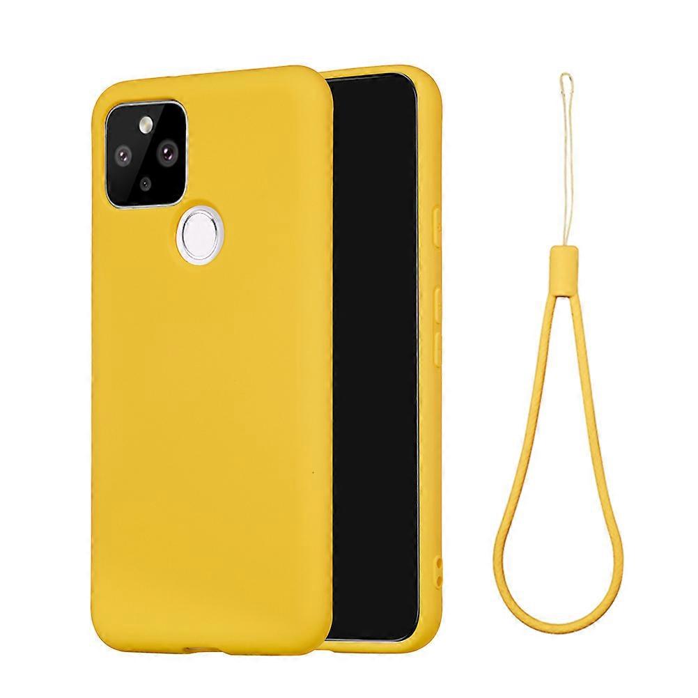 Shockproof Silicone Sleeve Soft Phone Case for Pixel 5 Daily Use Yellow 1Pack