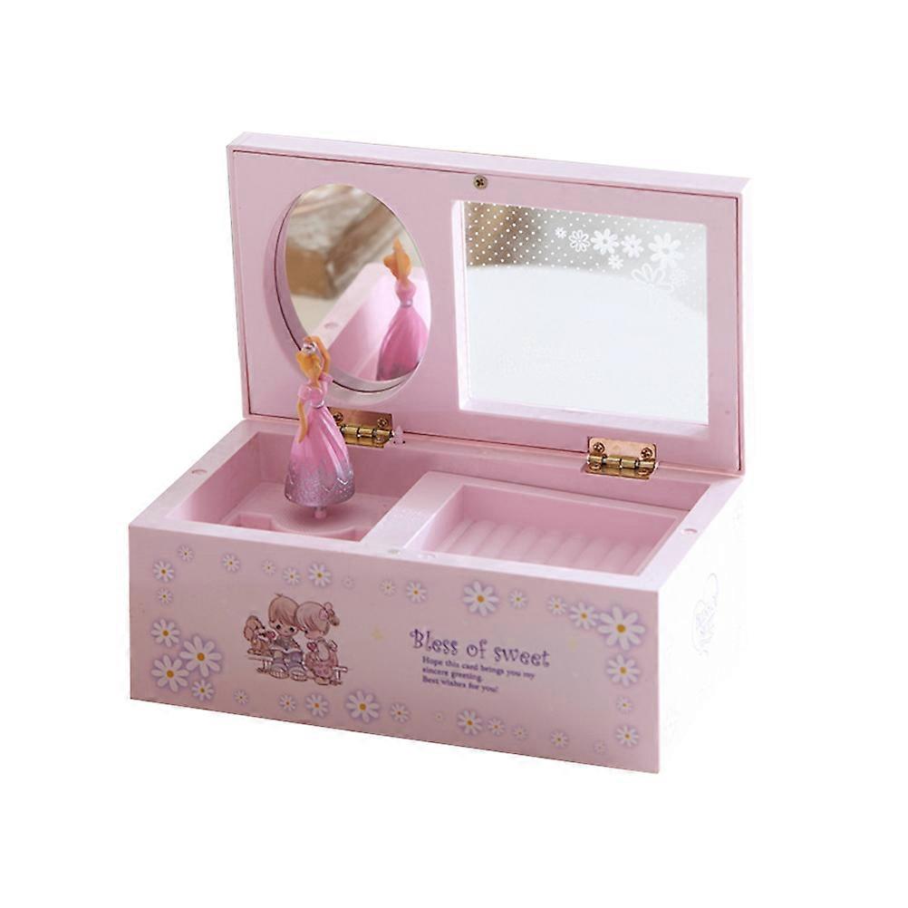 Miniature Pink Music Box Dancing Girl Rotary Decorative 3Pcs Set