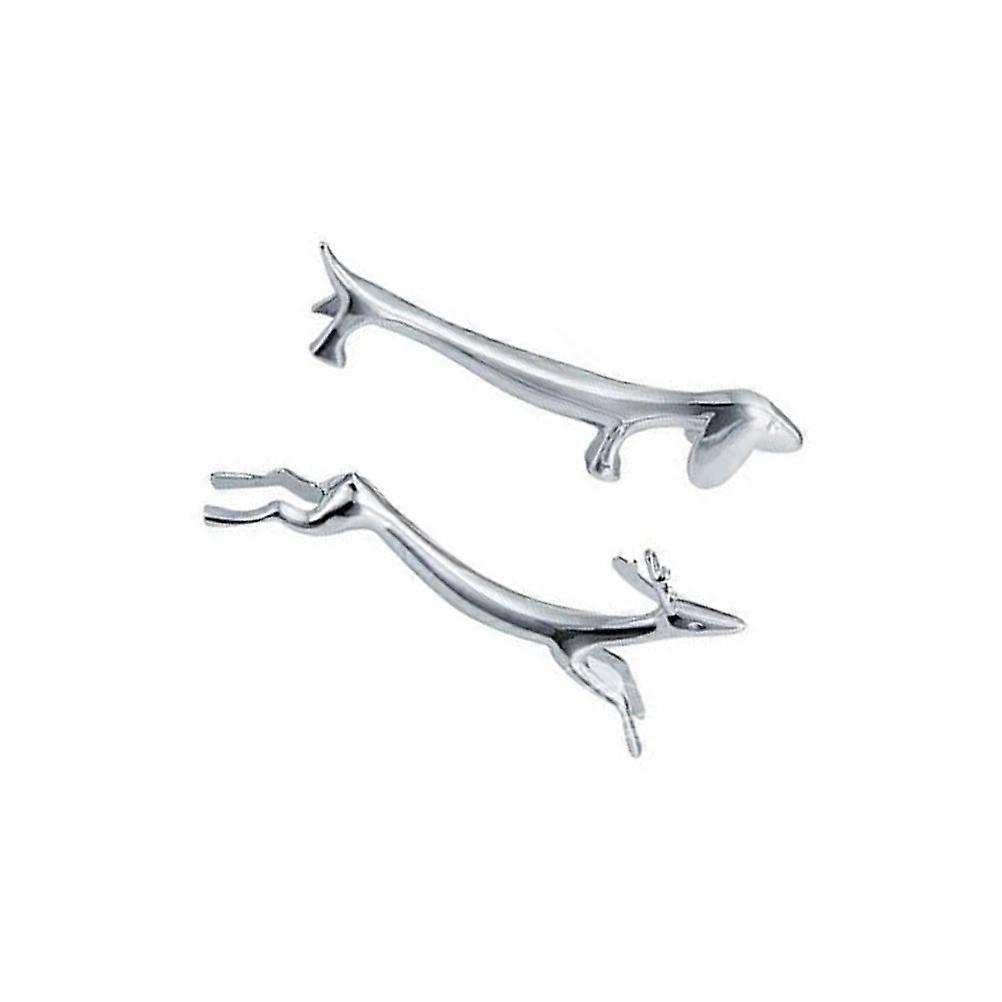 Kitchen Chopsticks Holder Silver Deer Shape Tableware Organization Home Use 9x2.5cm 2Pack