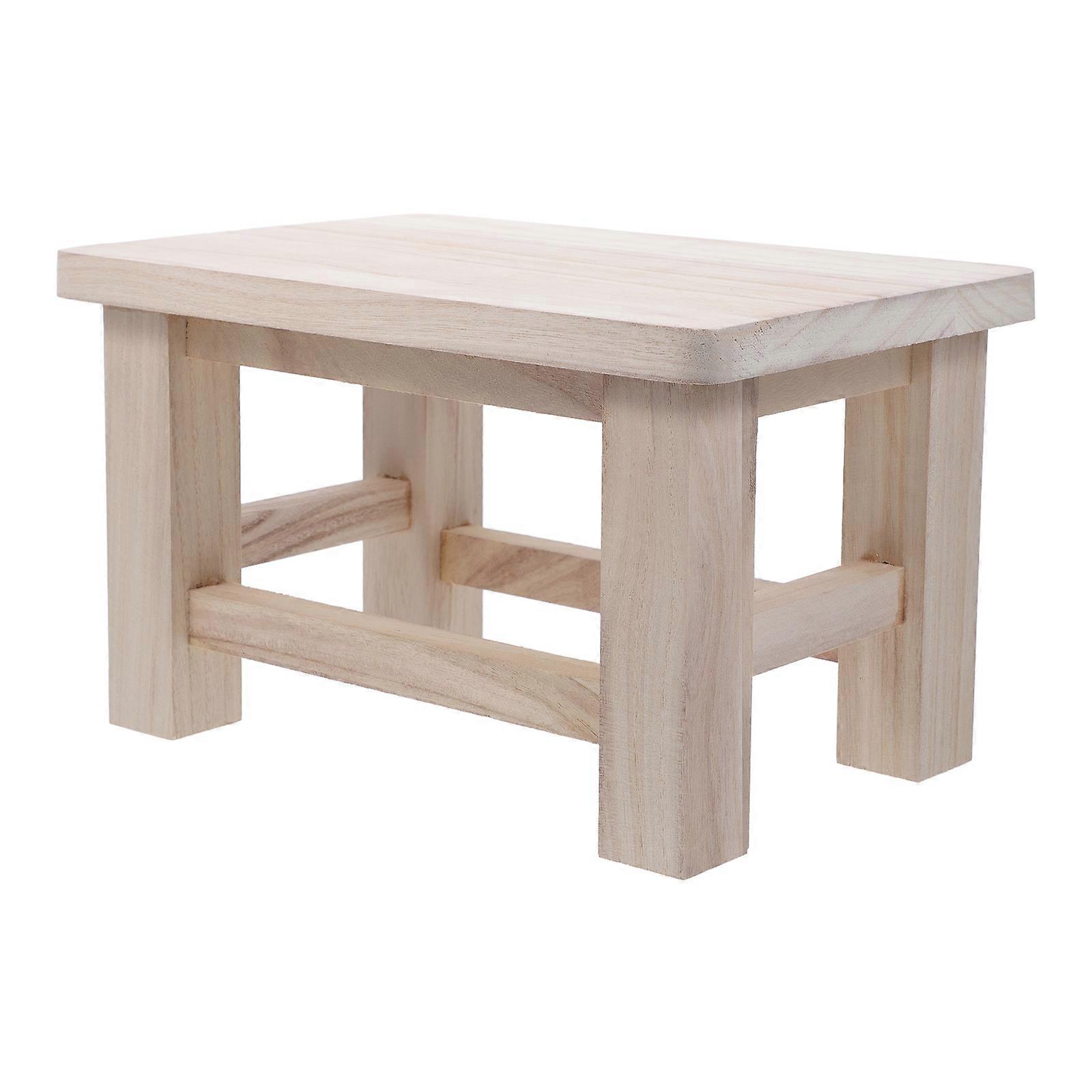 Solid Wooden Small Stool Step Stool for Seating 2Pcs Beige Home Use
