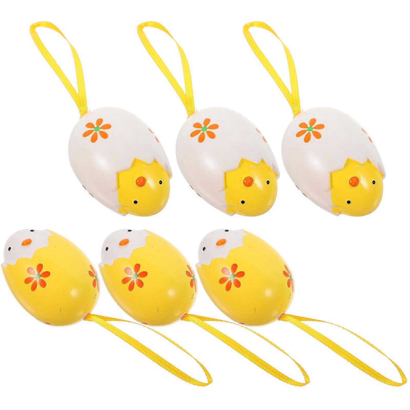 Easter Egg Hanging Ornaments 24Pcs Yellow Plastic Easy Hanging Easter Party Decorations