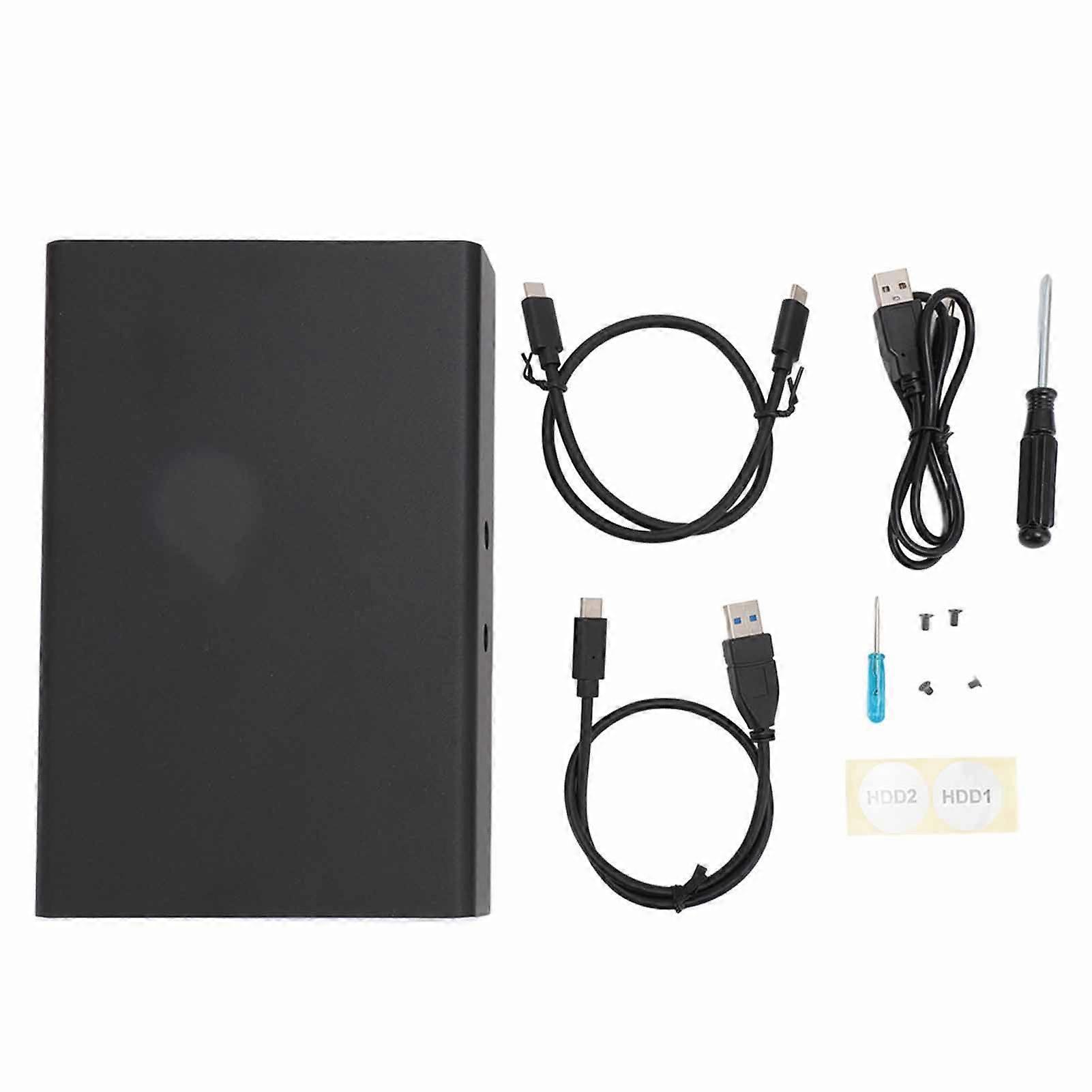 Dual Bay External Hard Drive RAID Enclosure USB C 10Gbps 2.5 Inch Dual Bay HDD Enclosure for 2.5 Inch SATA I/II/III HDD SSD
