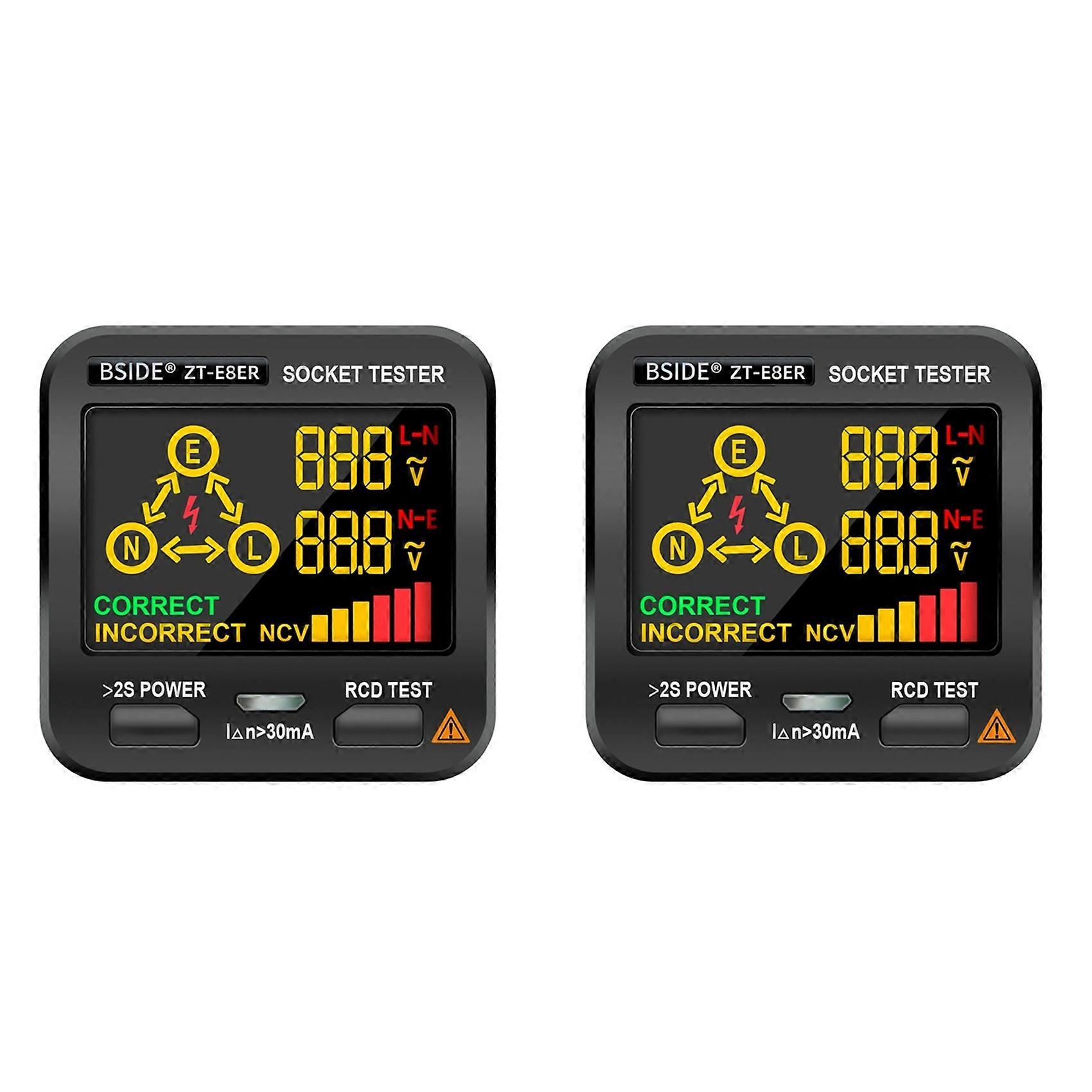 2X BSIDE ZT-E8ER Socket Tester Smart Voltage Detector Outlet Checker EU Plug