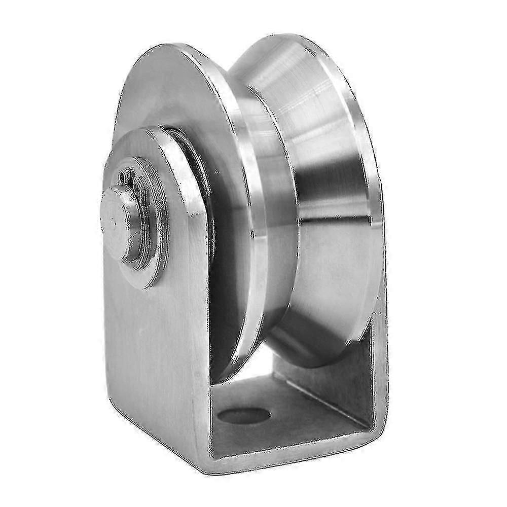 Heavy Duty Stainless Steel Pulley Wheel with 2 Bearings U Groove Cable Pulley Block for Gates Carts Sliding Doors