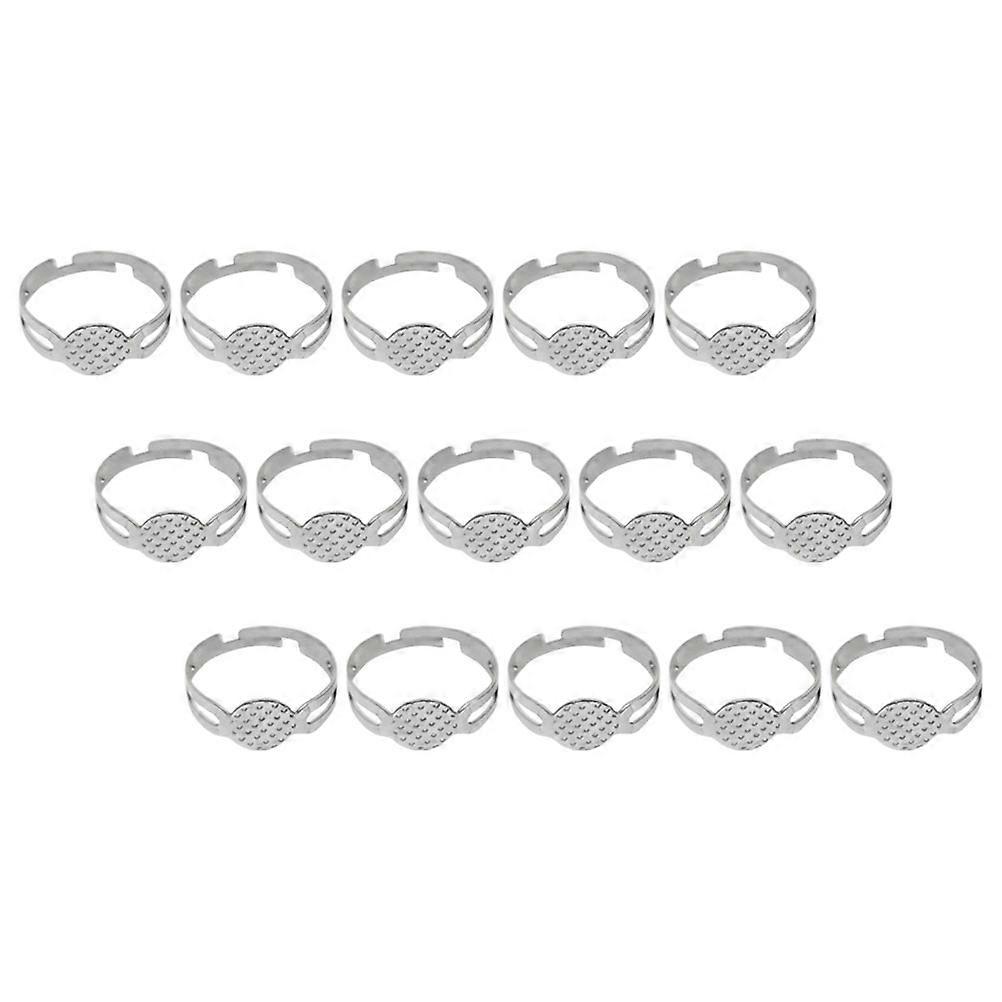 Stainless Steel Silver Ring Blanks for Adjustable Ring Bases 60Pcs DIY