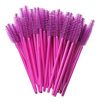 Veeki 200pcs disposable portable nylon eyelash brush, eyelash curler, powder rod  purple  rod makeup brush, eyebrow comb
