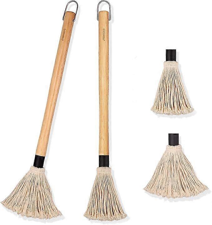 BBQ Sauce Basting Brushes with Long Wooden Handle 47cm Pack of 2 and 2 Extra