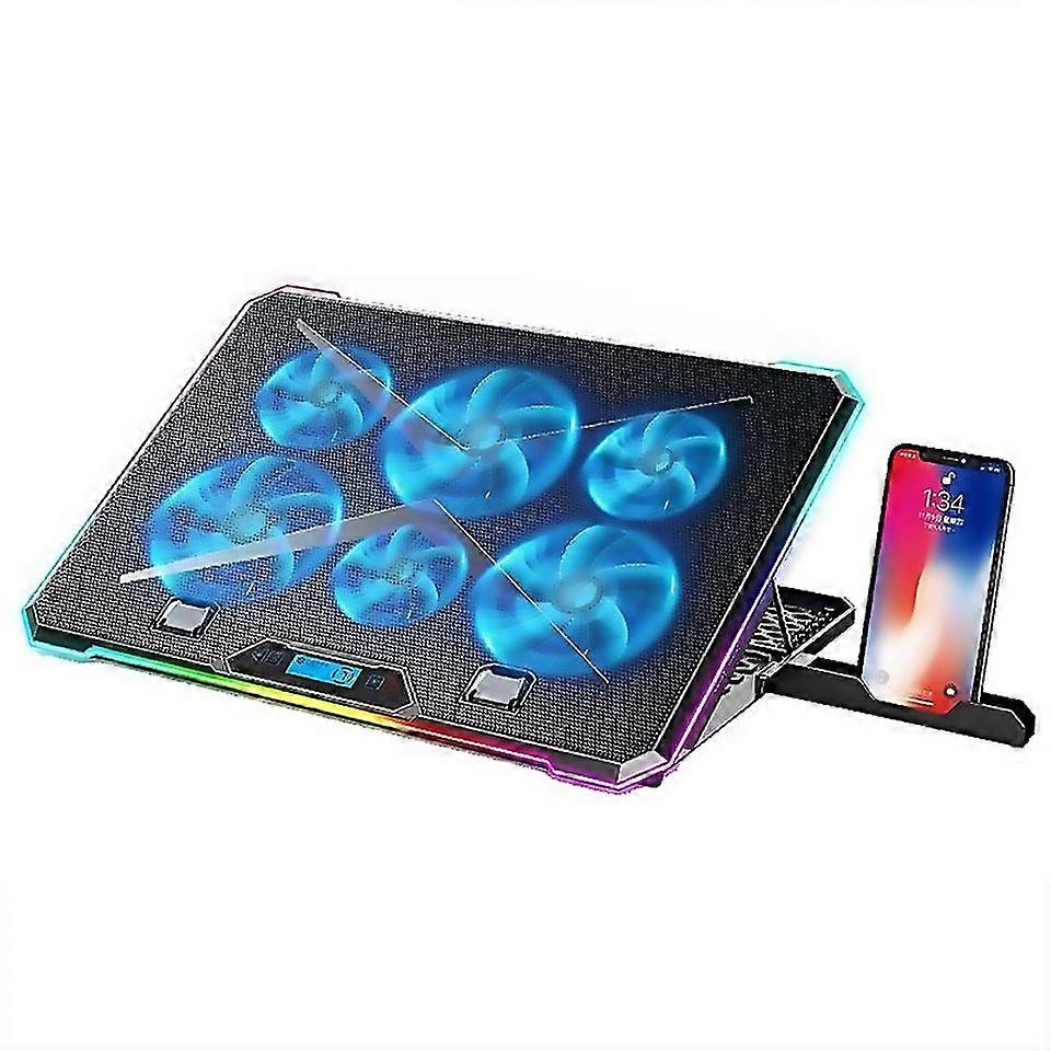 For Ice Coorel K15 6fans Adjustable Lcd Screen Laptop Stand Radiator With Rgb Atmosphere Light