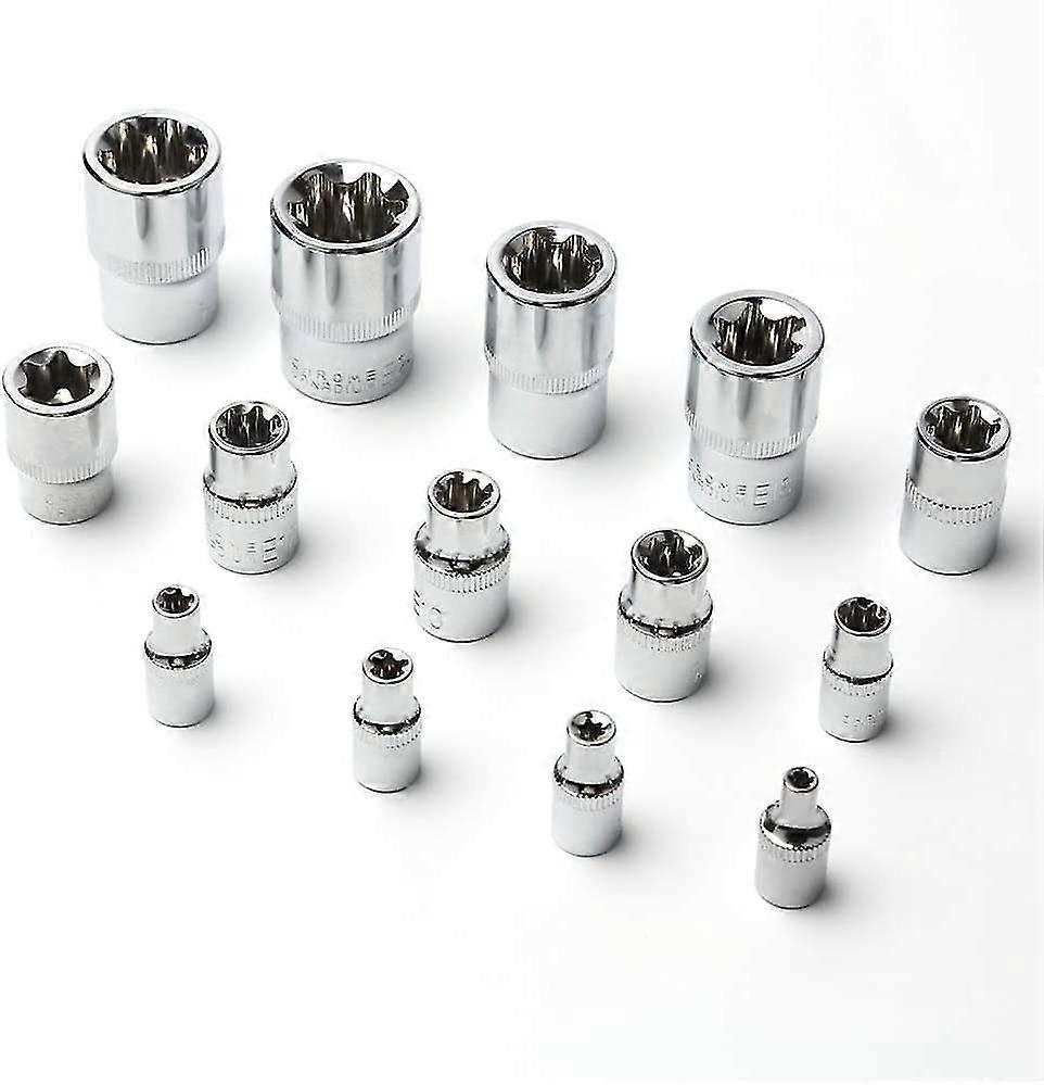 Set Of 14 Star-shaped Torx Sockets Type E I Ratchet Box I Socket Set Profile E (external Torx) E4 - E24