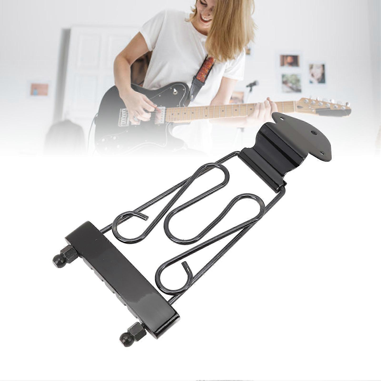 6 String Metal Trapeze Tailpiece Black with Height Adjustment Screws