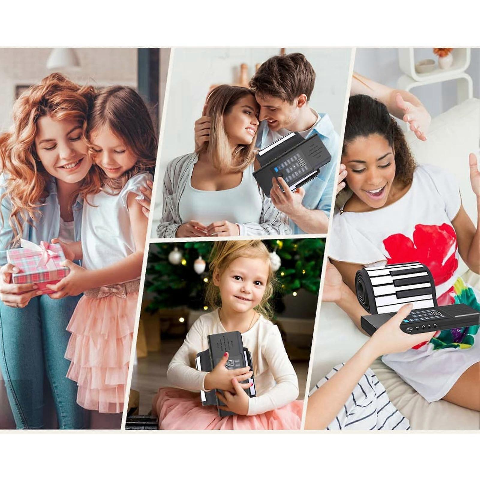 88-Key Thickened Foldable Roll Up Piano Keyboard with 1100mAh Battery