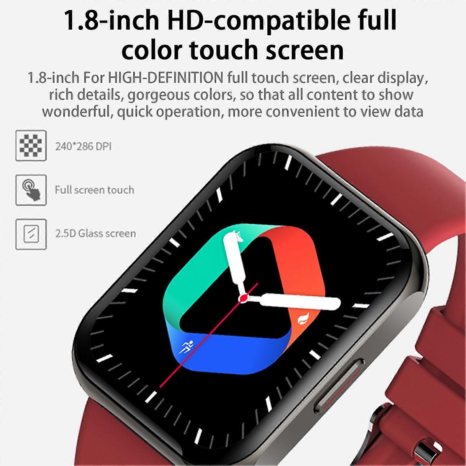 SUSUchens ZL35 Smart Watch 1.8" Color Screen, 123 Sports Modes, Silicone Strap, Fitness Tracker for Men Women, Green, compatible with iOS and Android