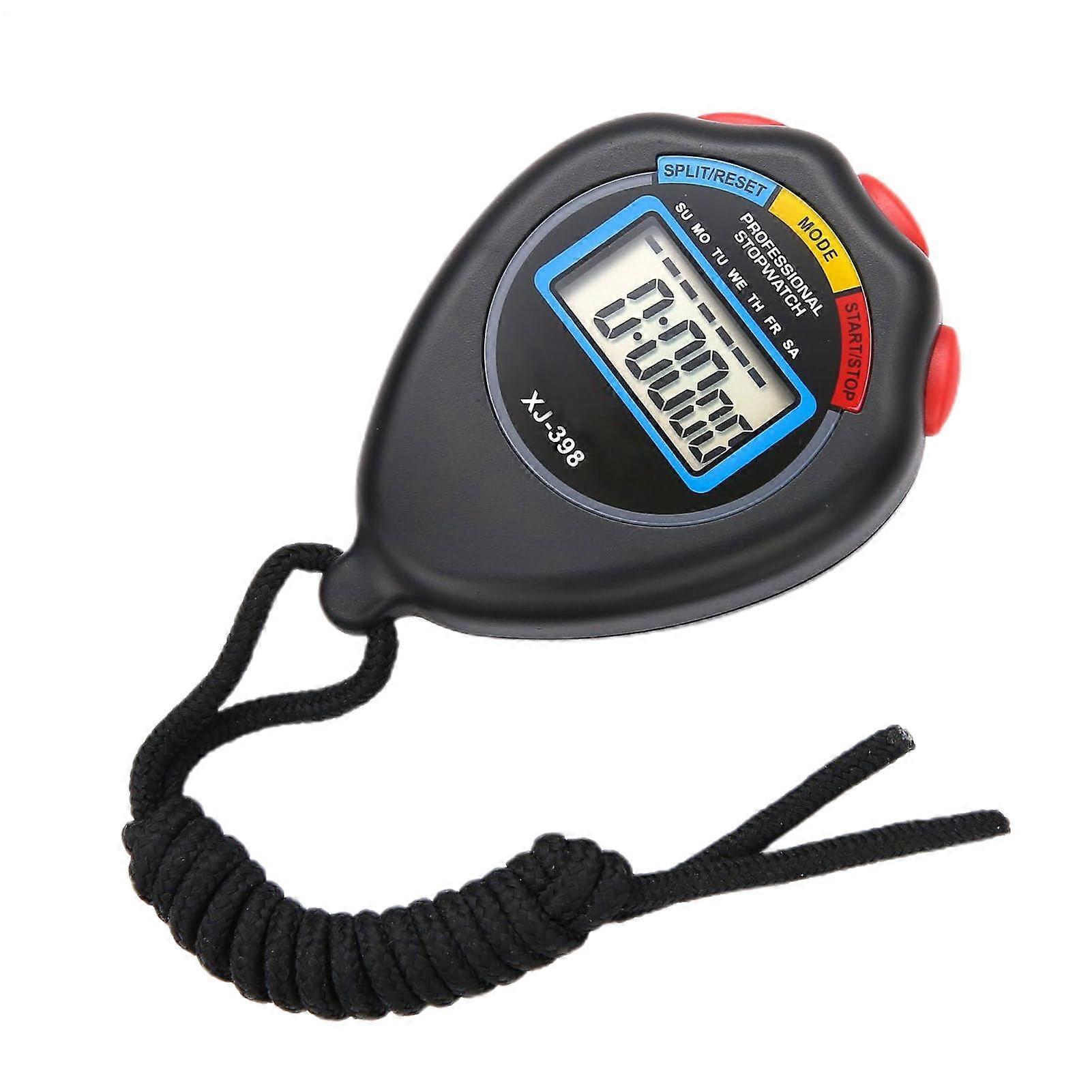 Portable Sports Timer 9x5cm Digital Handheld Waterproof Chronograph For Running And Hiking Black