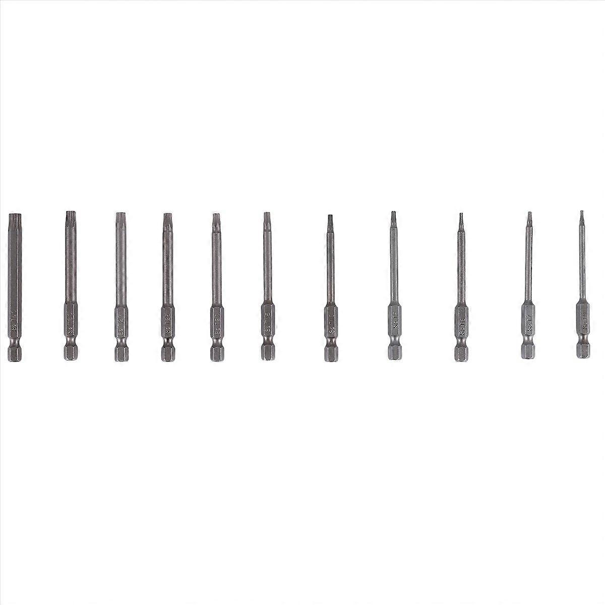 11Pcs 75Mm Magnetic S2 Steel Screwdriver Bits Hex Torx Head