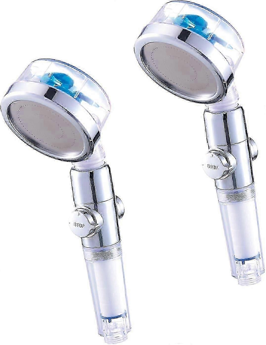 Eco-tornado Blue - Dobbeltpakke - Vandbesparende og trykforøgende brusehoved - 360 roterende håndbruser - brusehoved