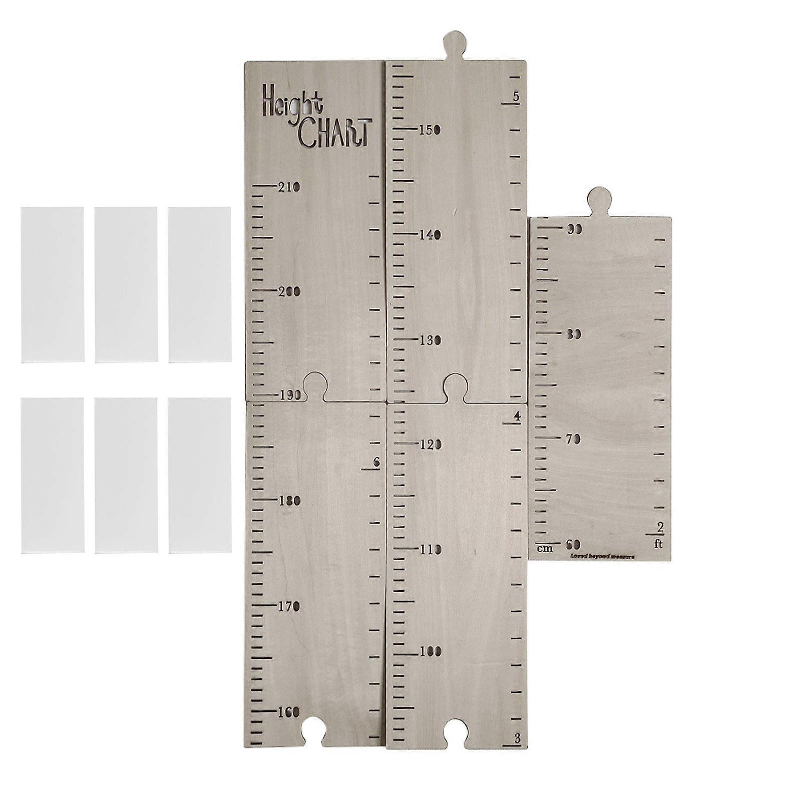 Wood Ruler Growth Chart for Kid Nursery Wall Decoration Baby Growth Height Chart Height Gauge Meter Measurement 60-210cm Multicolor