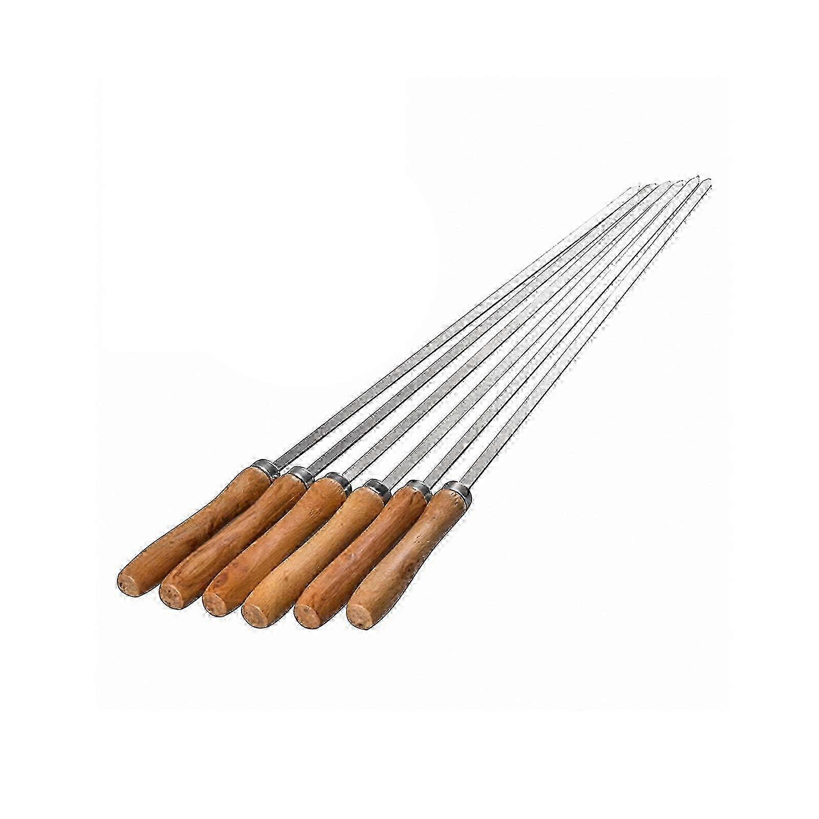 Kebab Skewers 6-Pack BBQ Set with 16.5Wood Handle