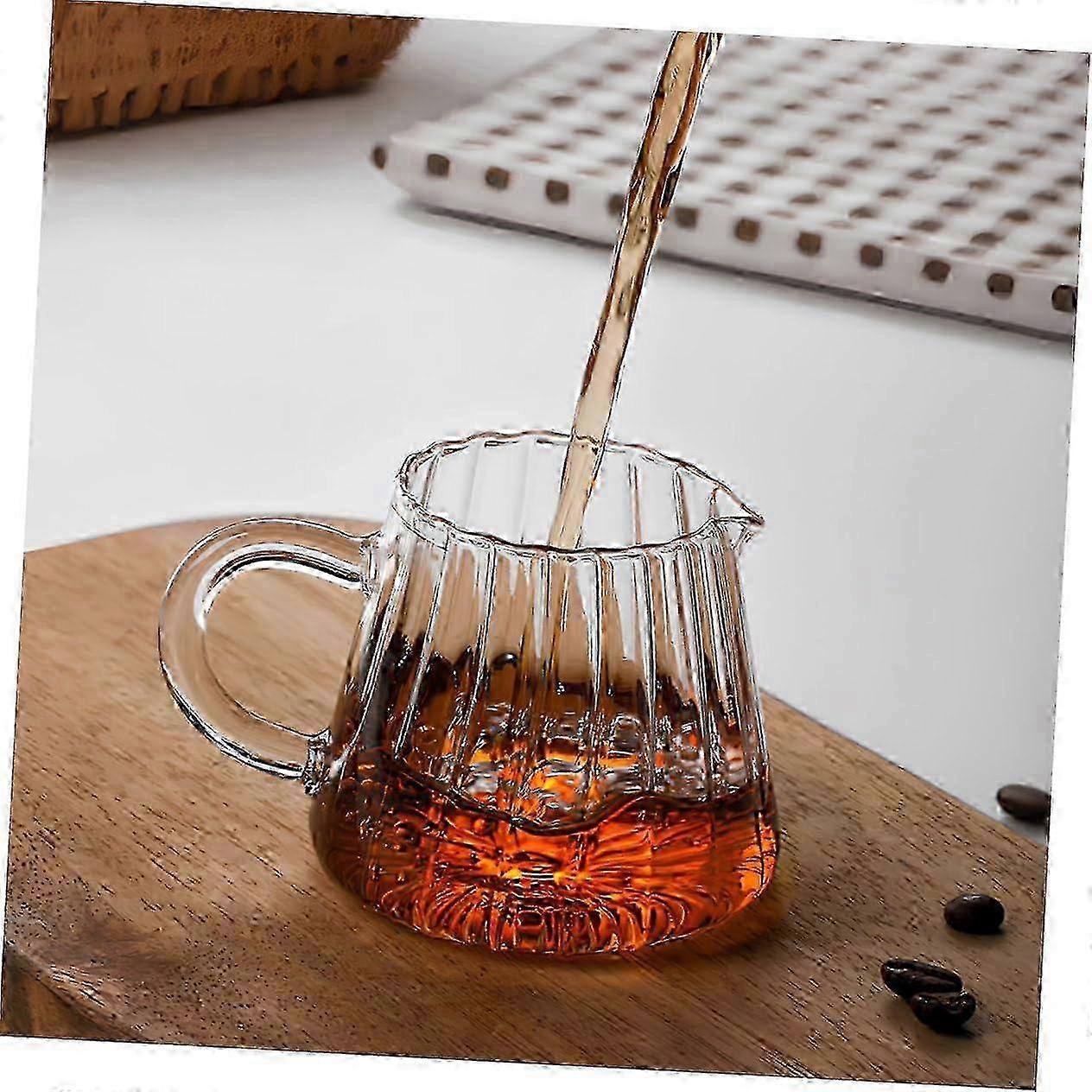 Milk Frothing Pitcher Glass With Handle Small Transparent Mini Jug For Espresso Frothing With Pour Spout Coffee Tea