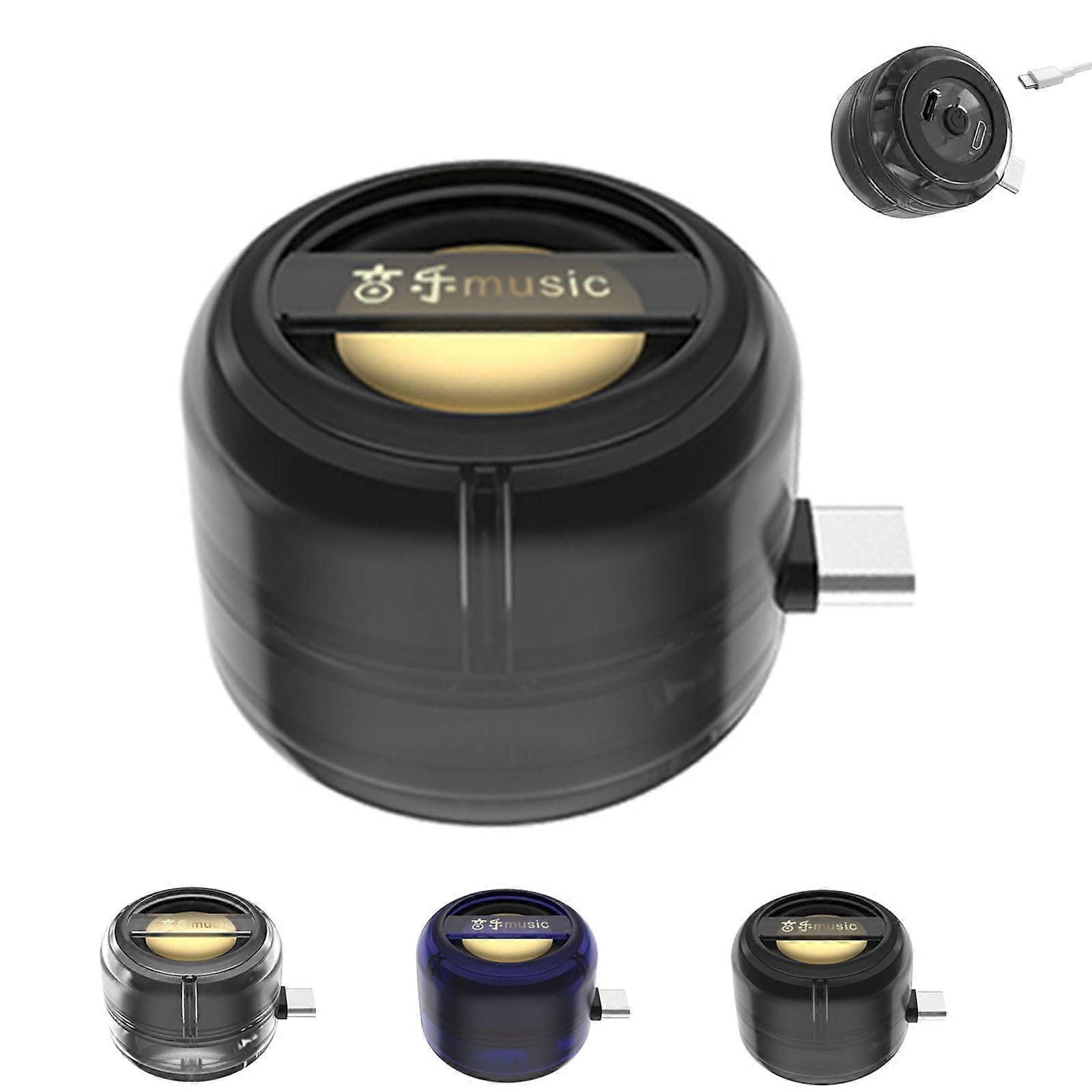 Speaker Portable 5x Amplifier, Mini Speaker With 3.5mm & TypeC, Plug & Play For Music And Calls, Black TypeC