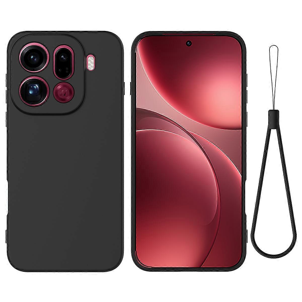 Capa de silicone líquido compatível com Oppo Find X9 Pro 5G, com alça de mão.