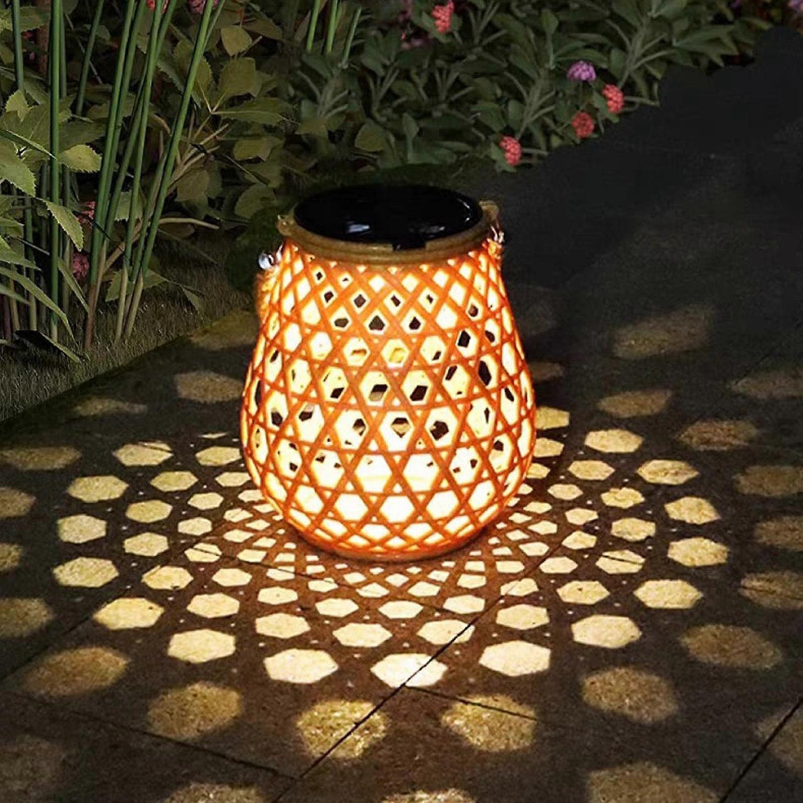 Outdoor Solar Lantern Imitation Rattan Table Lamp for Pathway Patio