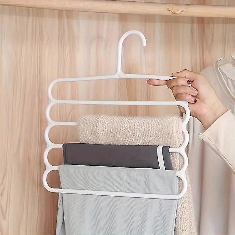 5-layer Pants Hanger Plastic Multi-Layer Pants Rack - Space-Saving, Anti-Slip, And Adjustable Design For Organizing Clothes, Scarves, And Accessories
