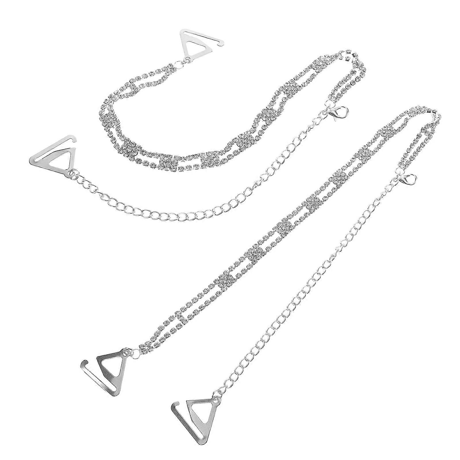 Silver Bra Accessories Decorative Non-Slip Shoulder Straps 1Pair