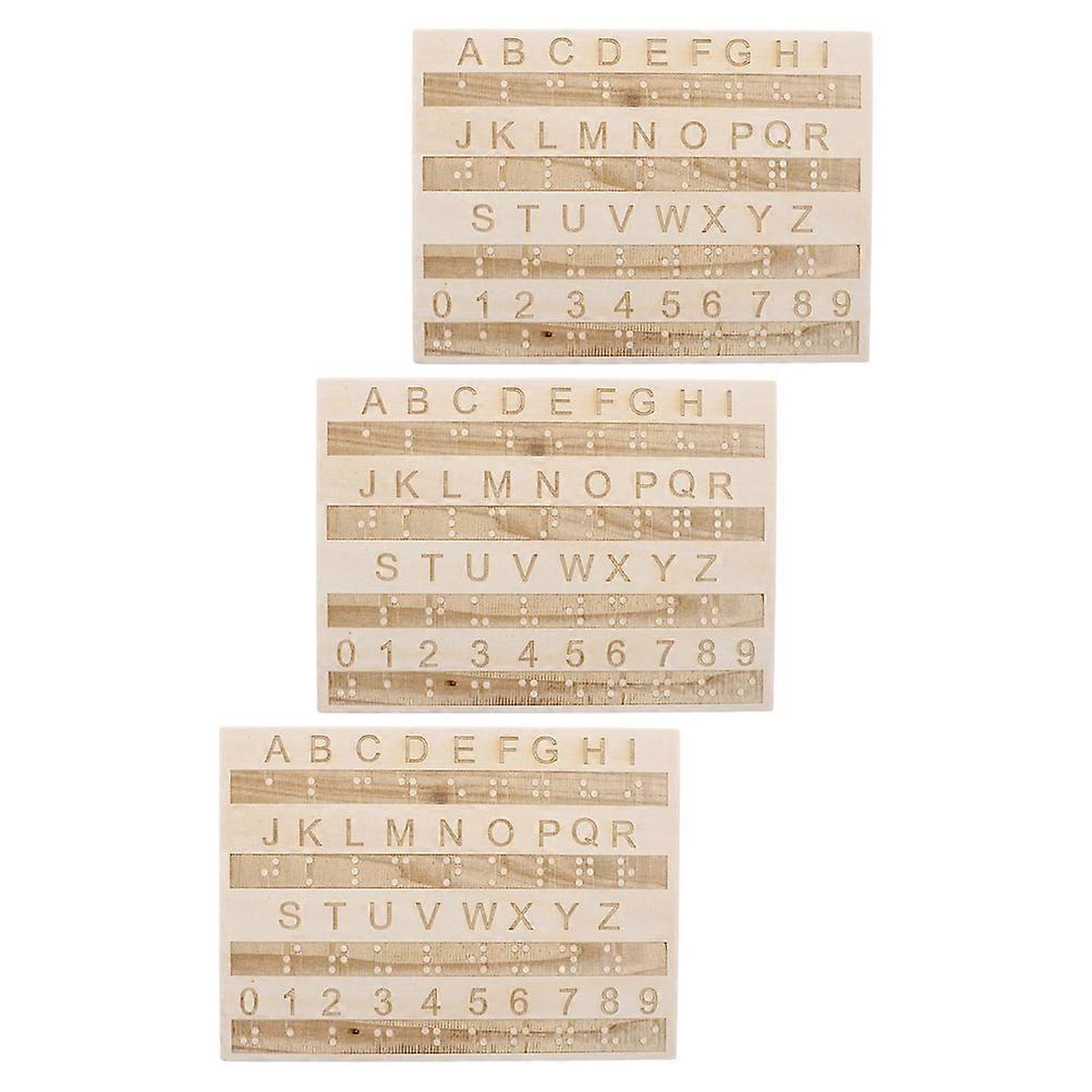 Braille Board Wooden Letter Board for Blind Learning 3Pcs Educational Tool