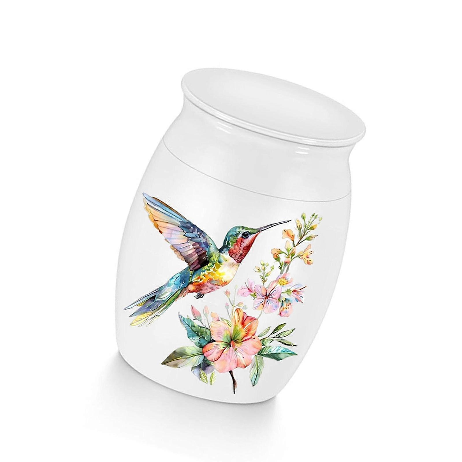 Cenotaph Artifact Jar In Dynamic Hues With Secure Impermeable Inner Chamber And Peaceful Bird Creation  White