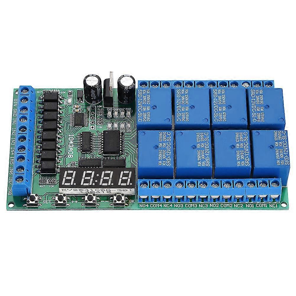2025 12V DC 8 Channel LED Digital Delay Timer Relay Switch Module Multifunction Cycle Timing Control for Automation Systems