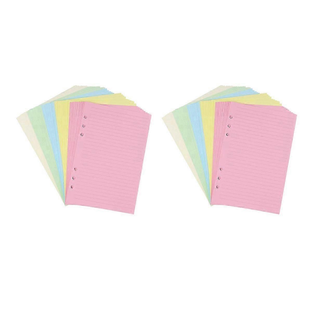 A5 Colorful 6-Hole Punched Ruled Refills Inserts for Organizer Binder, 5-Color Loose Leaf Planner Fi