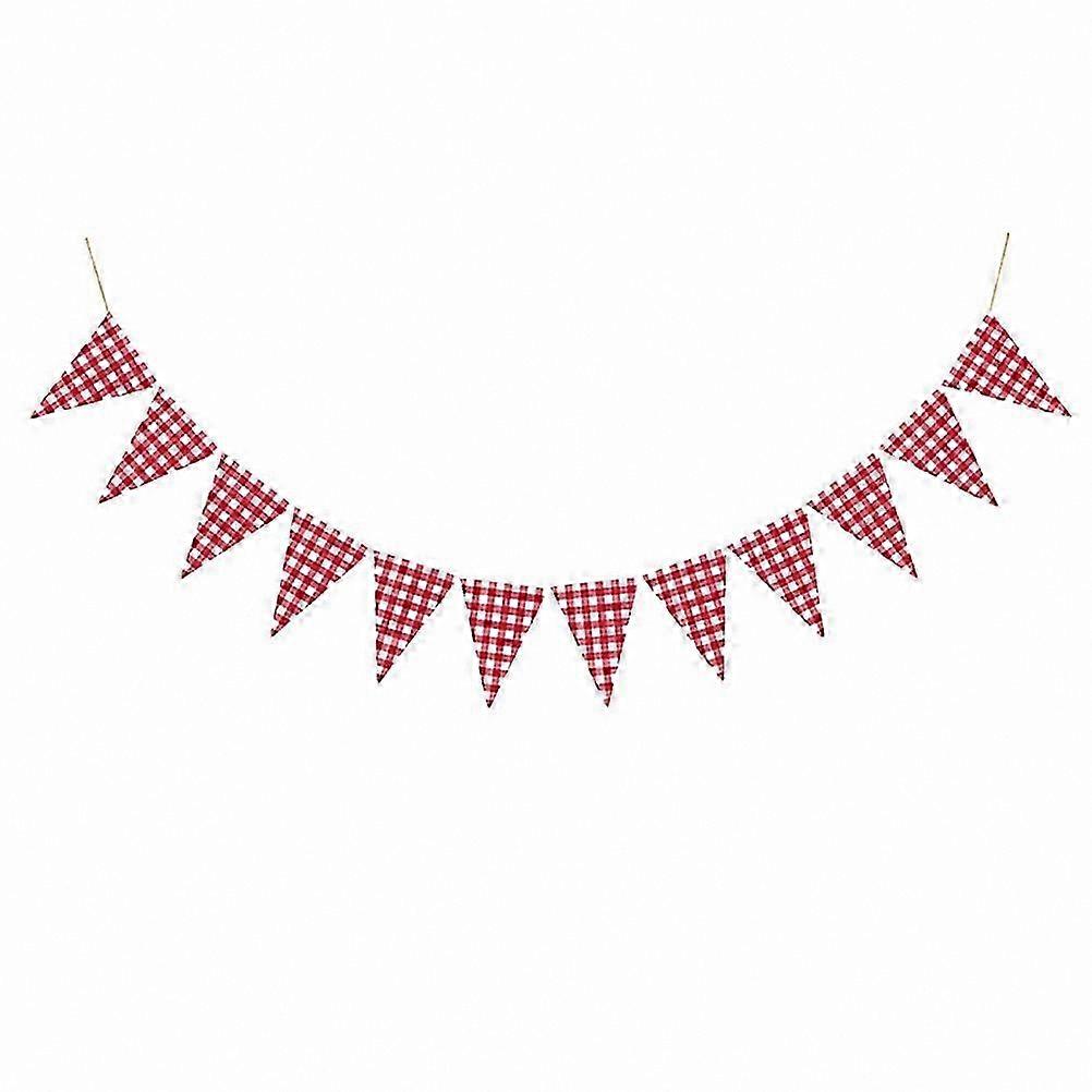 Red White Plaid Triangle Pennant Banner 280x170cm Decorative Bunting Flag for Party Supplies