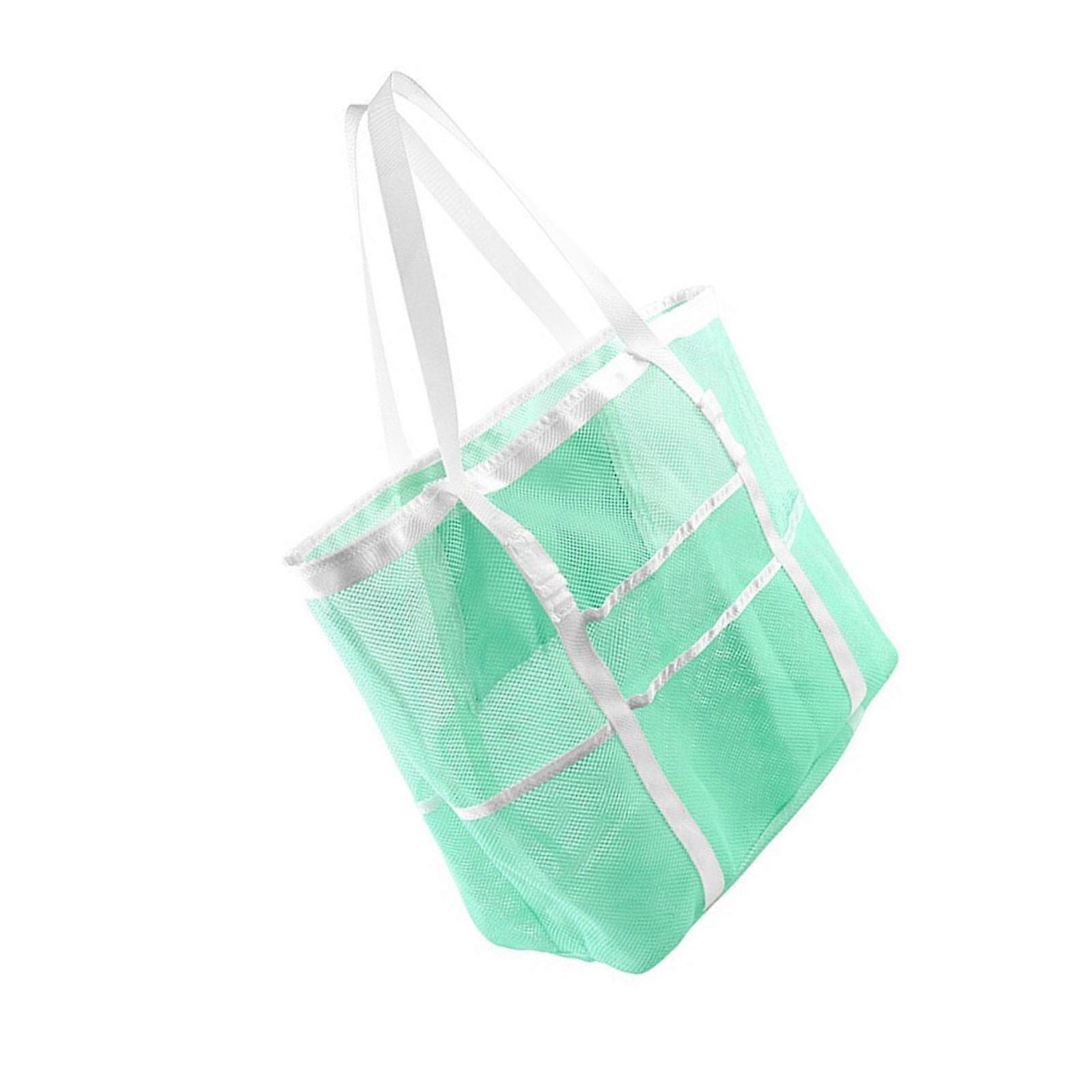 Oversized Mesh Beach Handbag with Secure Multiple Pocket Storage Bag for Travel Shopping and Everyday Use  Green Color