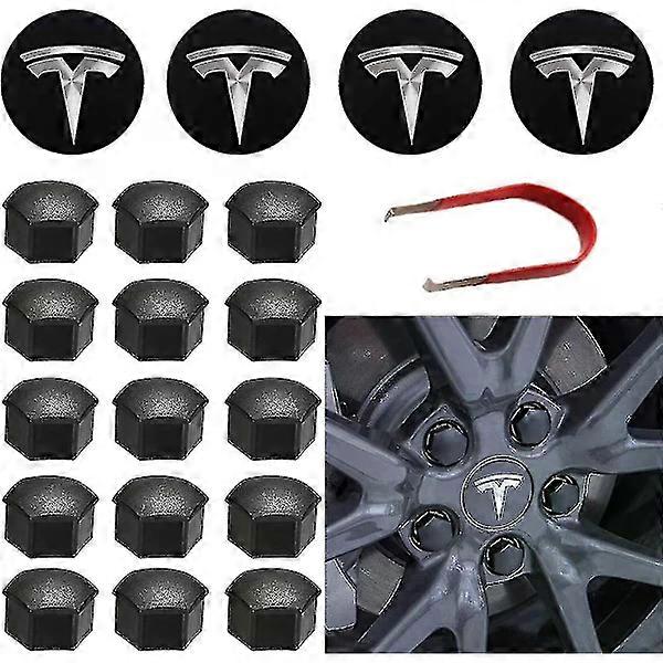 Wheel Cap Set for Tesla - Center Hub Cap, Wheel Nut Cover, Hubcap Modification for Model Y, Model 3, Model S, Model X