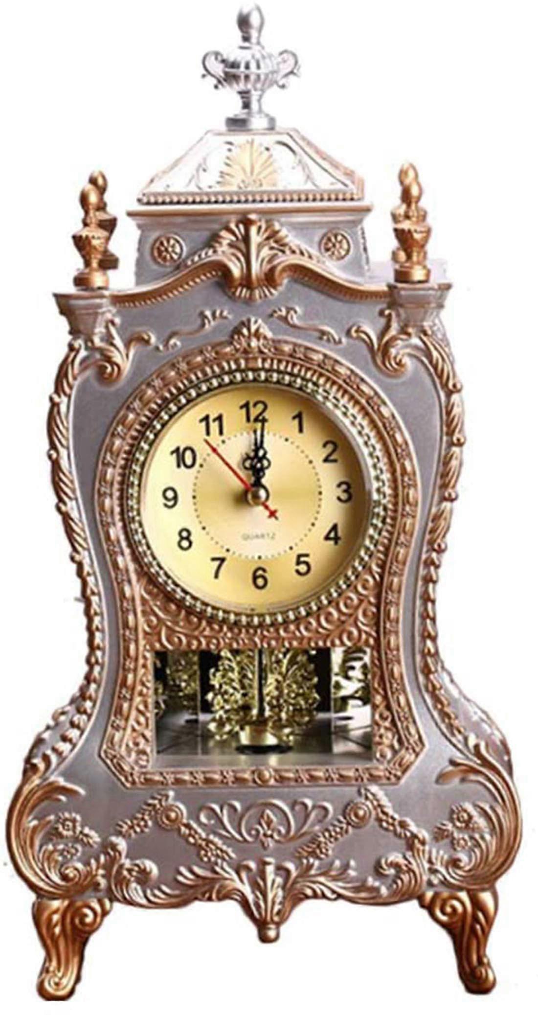 Antique Vintage Desk Clock with Pendulum and Chimes, European Style Table Clock for Home or Hotel, Battery Operated White Ref: 8527