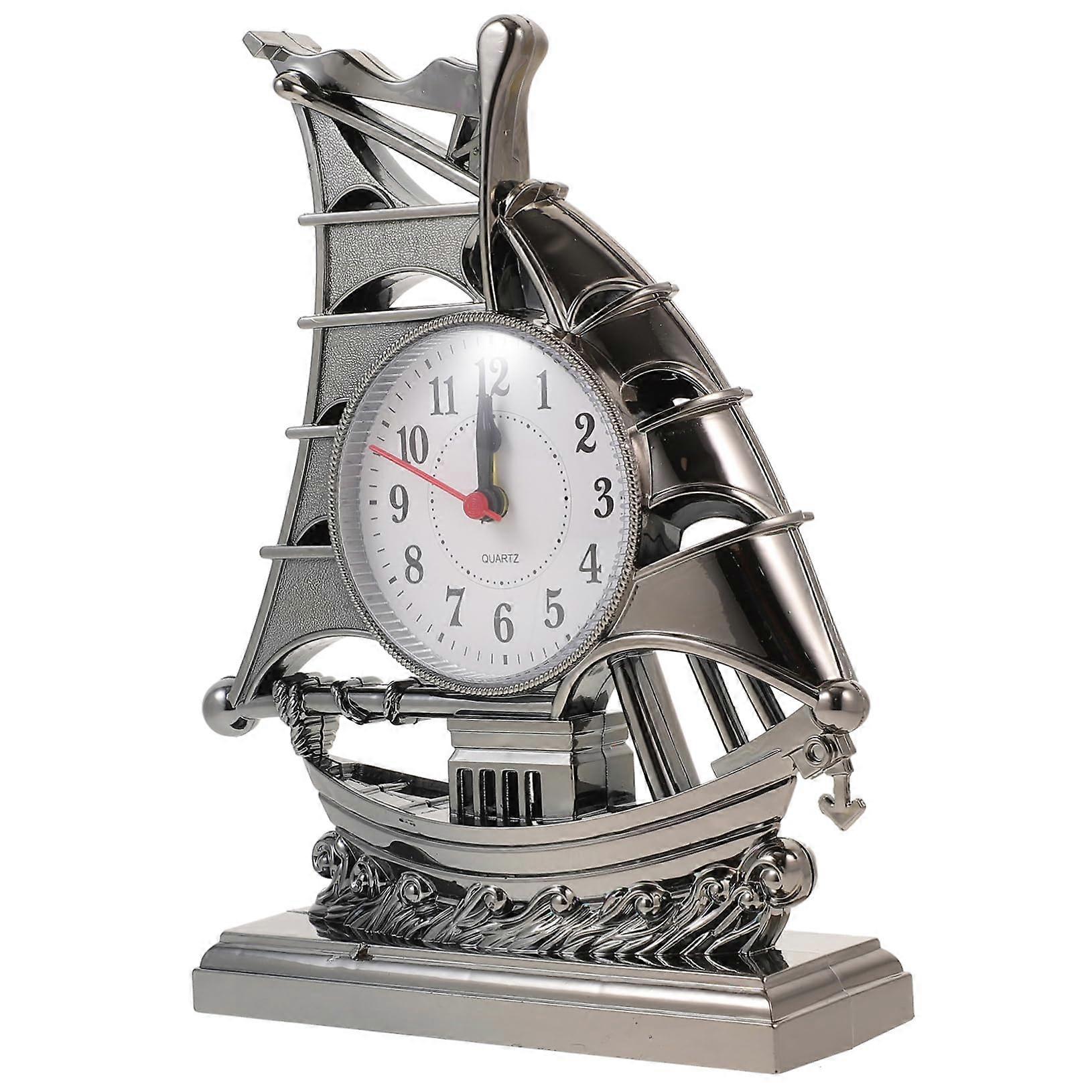 Sailboat Alarm Clock with Retro Desk Design for Bedroom or Kitchen, Battery Operated