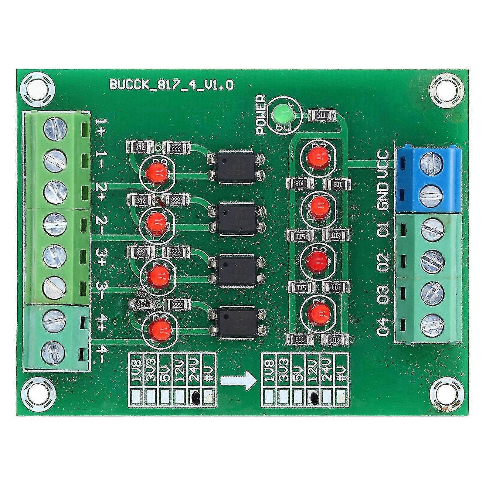 Isolation 24V to 5V 4 Channel PLC Level Voltage Converter, Optocoupler Isolation Board Voltage Converter Module 080YU 25-26