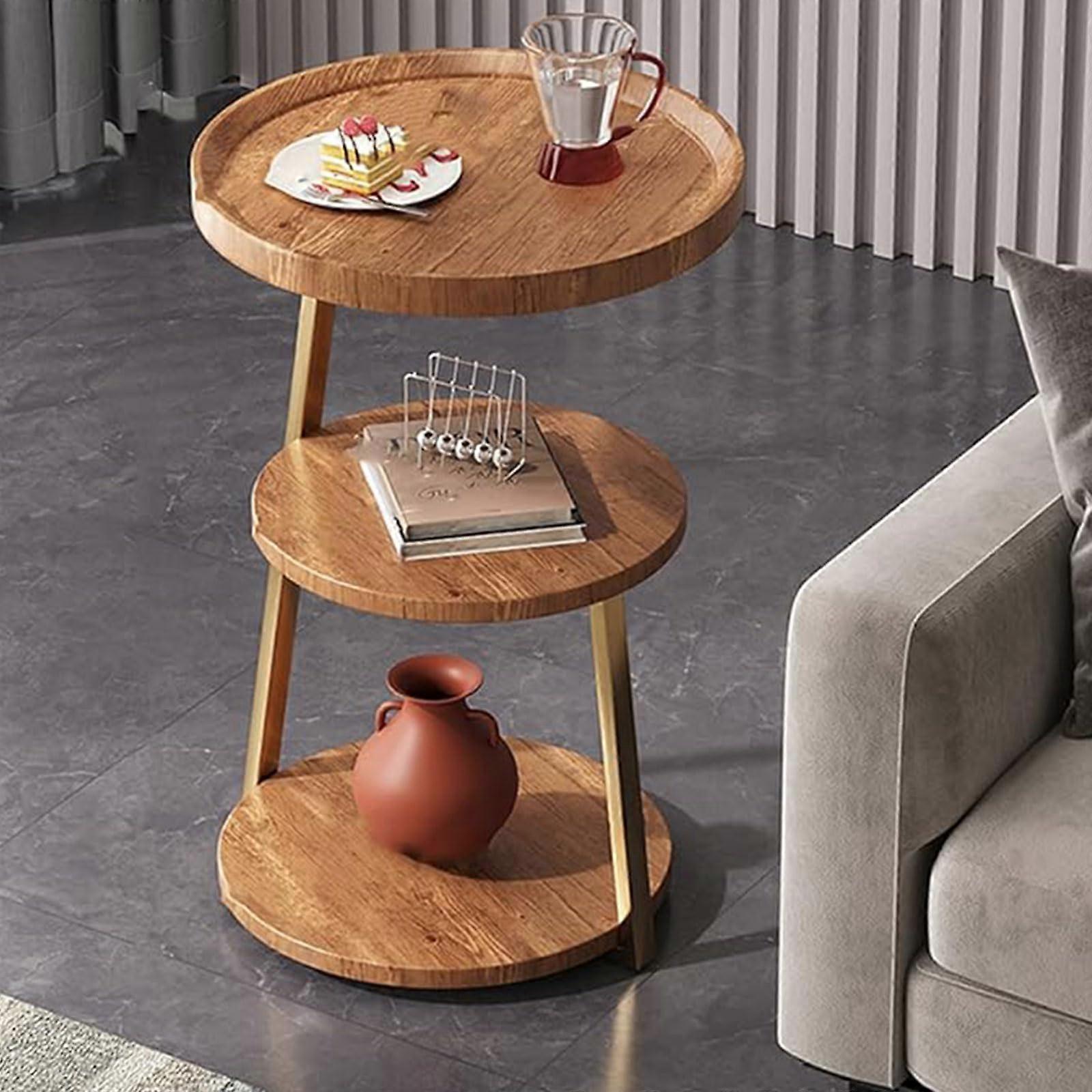 Modern 3Tier Round Side Table, Slim SpaceSaving Nightstand For Living Room  Bedroom, End Table For Sofas  Decor