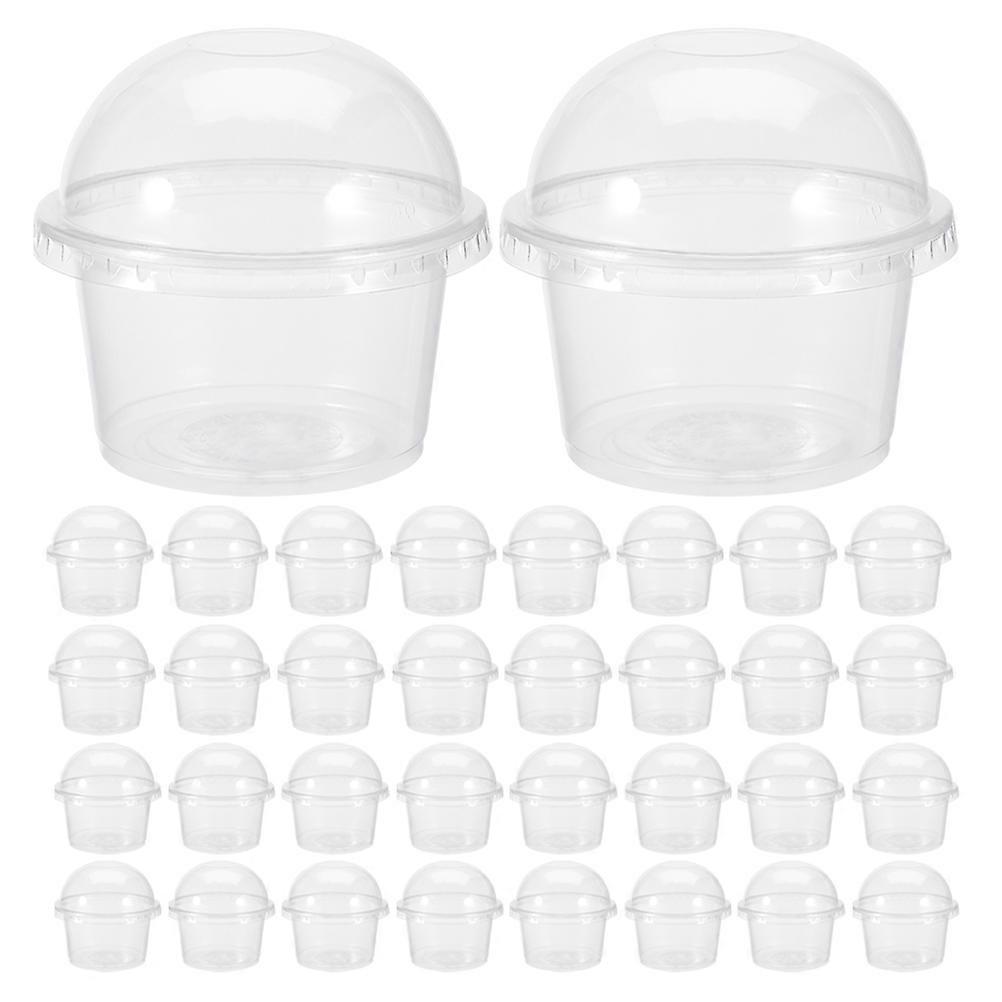 200Pcs Ice Cream Cups With Dome Lid Suitable For Pudding And Fruit Snacks 3.7X2.2X1.8In Convenient Packaging