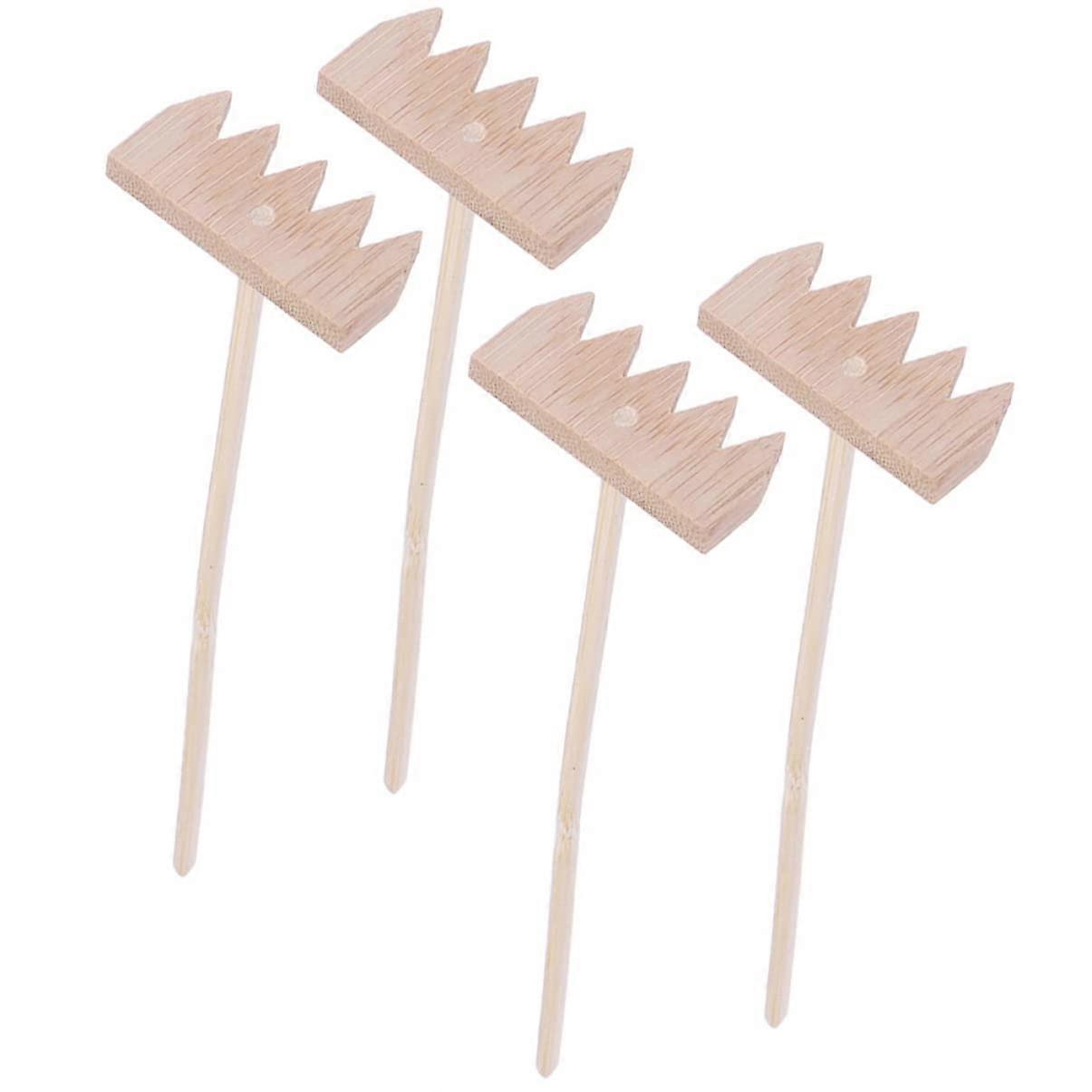4Pcs Bamboo Mini Sand Rake Set for Zen Garden Decoration with Precise Pattern Shaping