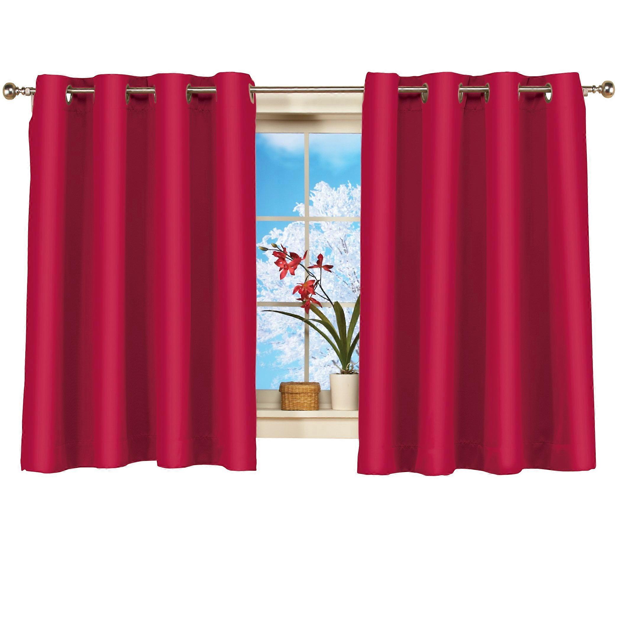 Collections Etc Short Blackout Window Curtain Panel with Easy Open-Close Red 56" x 54"
