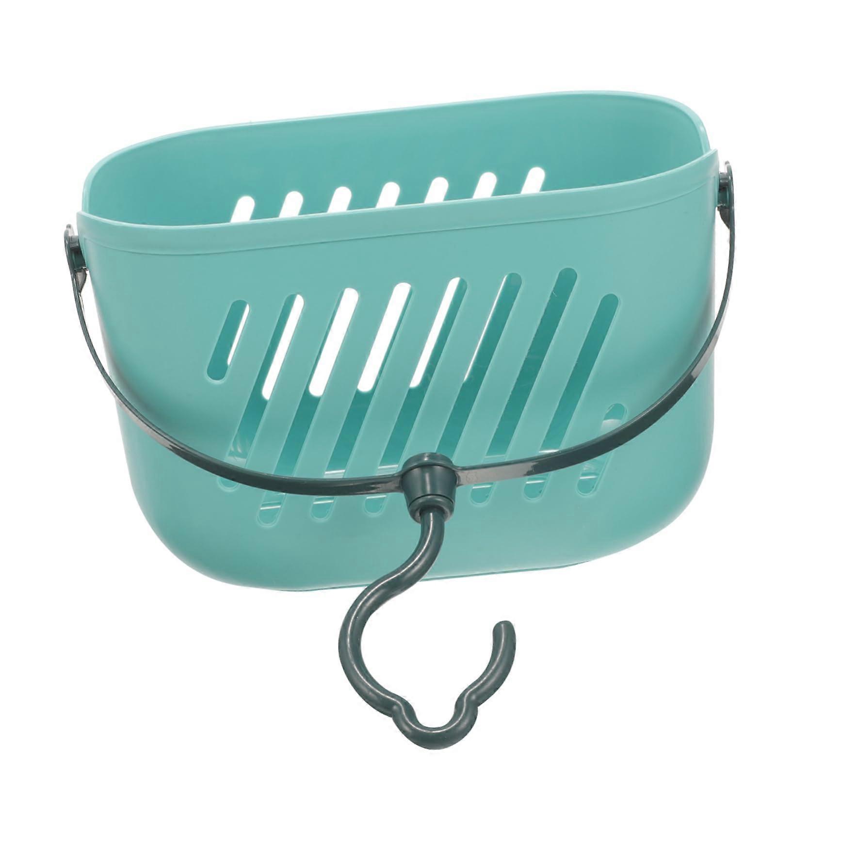 Shower Hanging Basket with Hook Bathroom Storage Organizer Scratch Resistant Space Saving Blue Tote