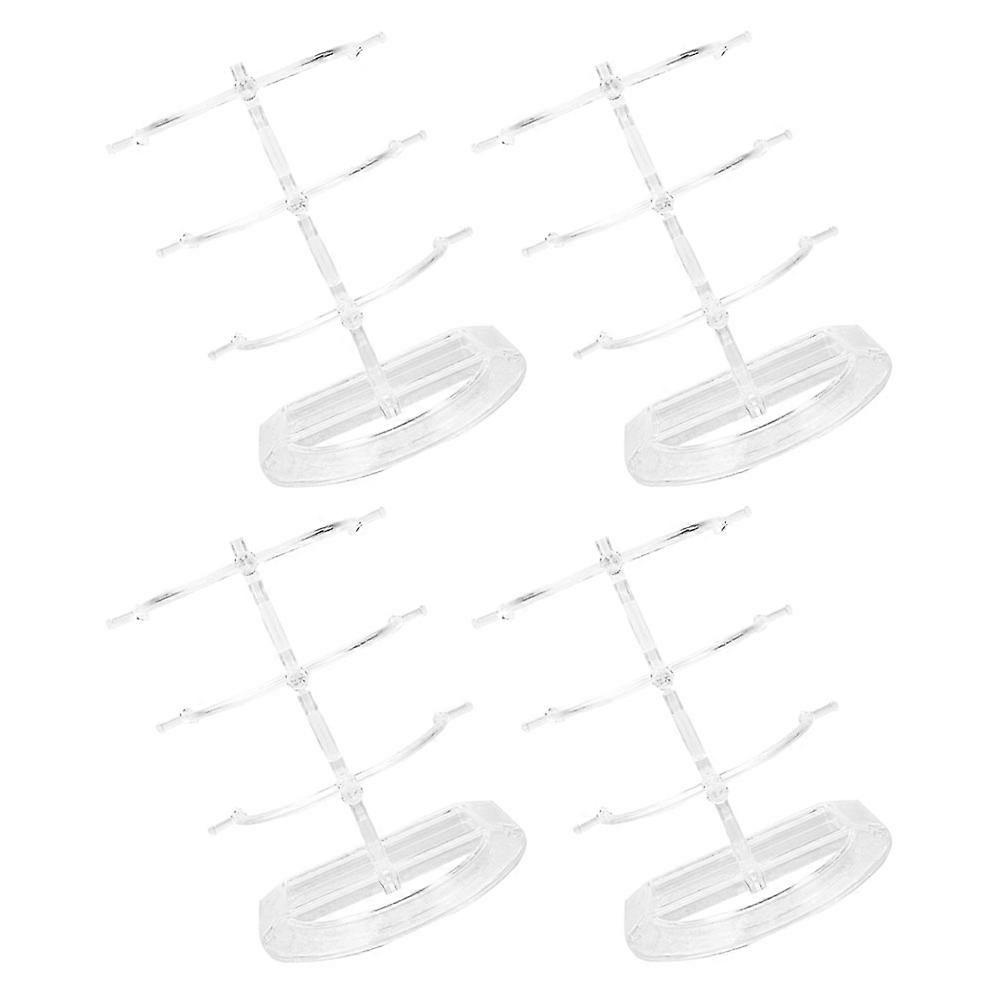 Multi-Tier Eyeglass Display Stand Transparent Holder for Storage Use 4Pcs